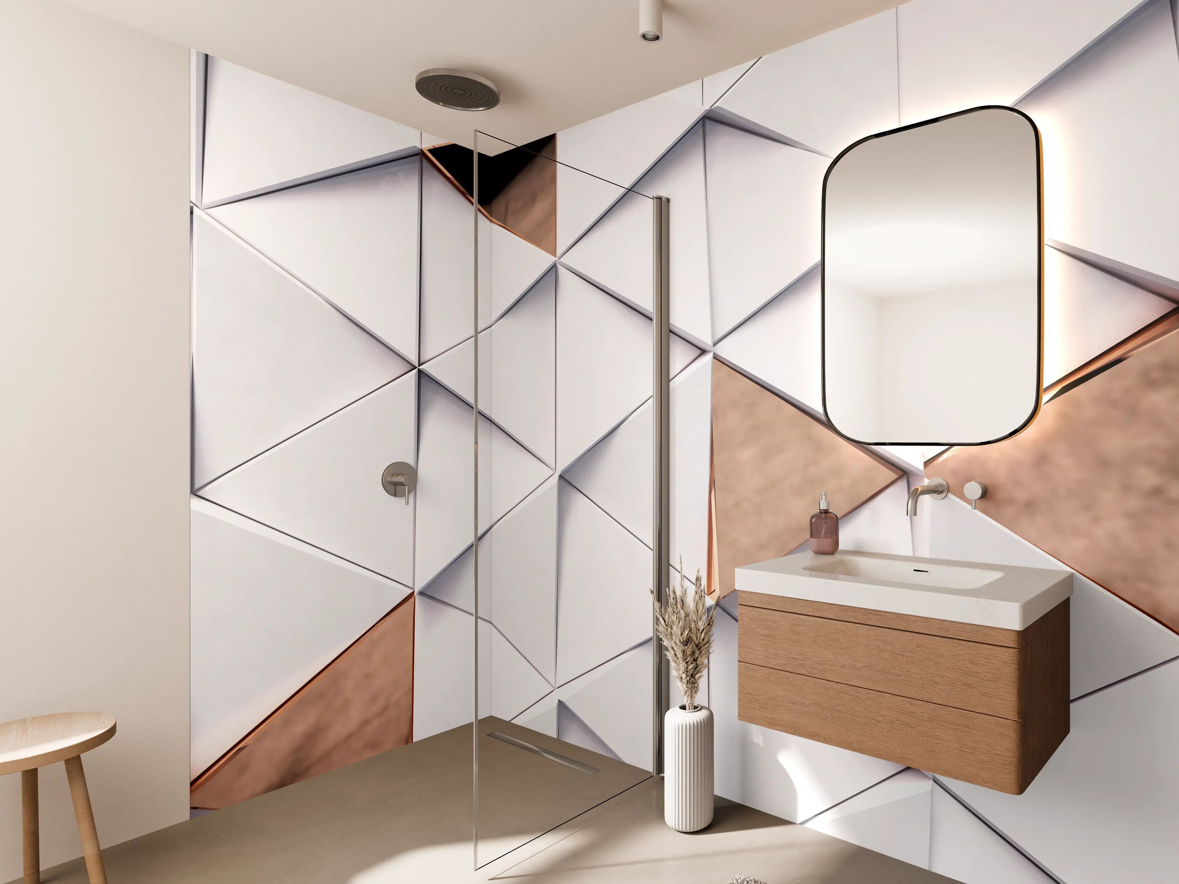 Wandverkleidung Bad - Dreieckiger Luxus Hintergrund