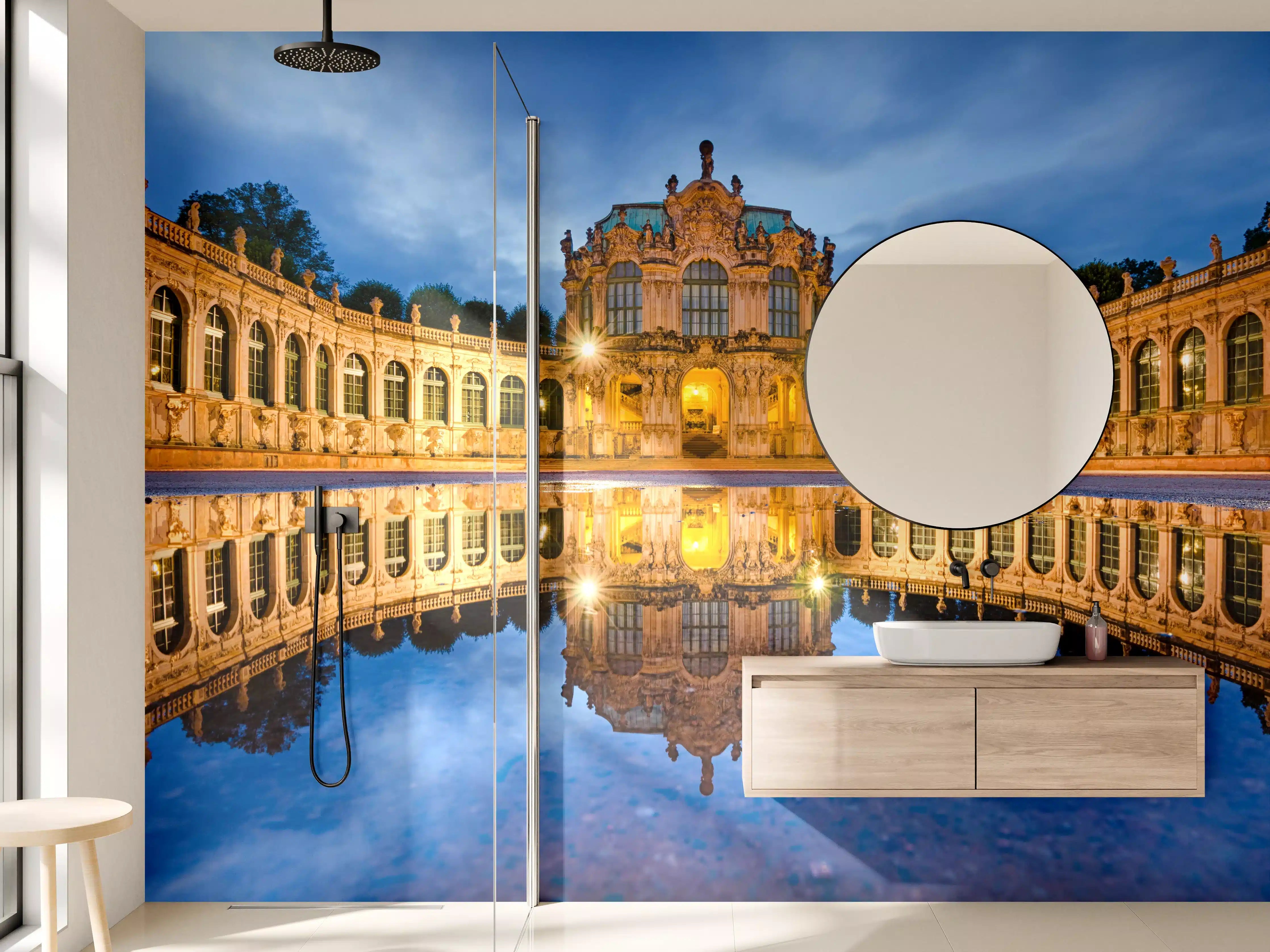 Wandverkleidung Bad - Dresdner Zwinger mit Reflexion