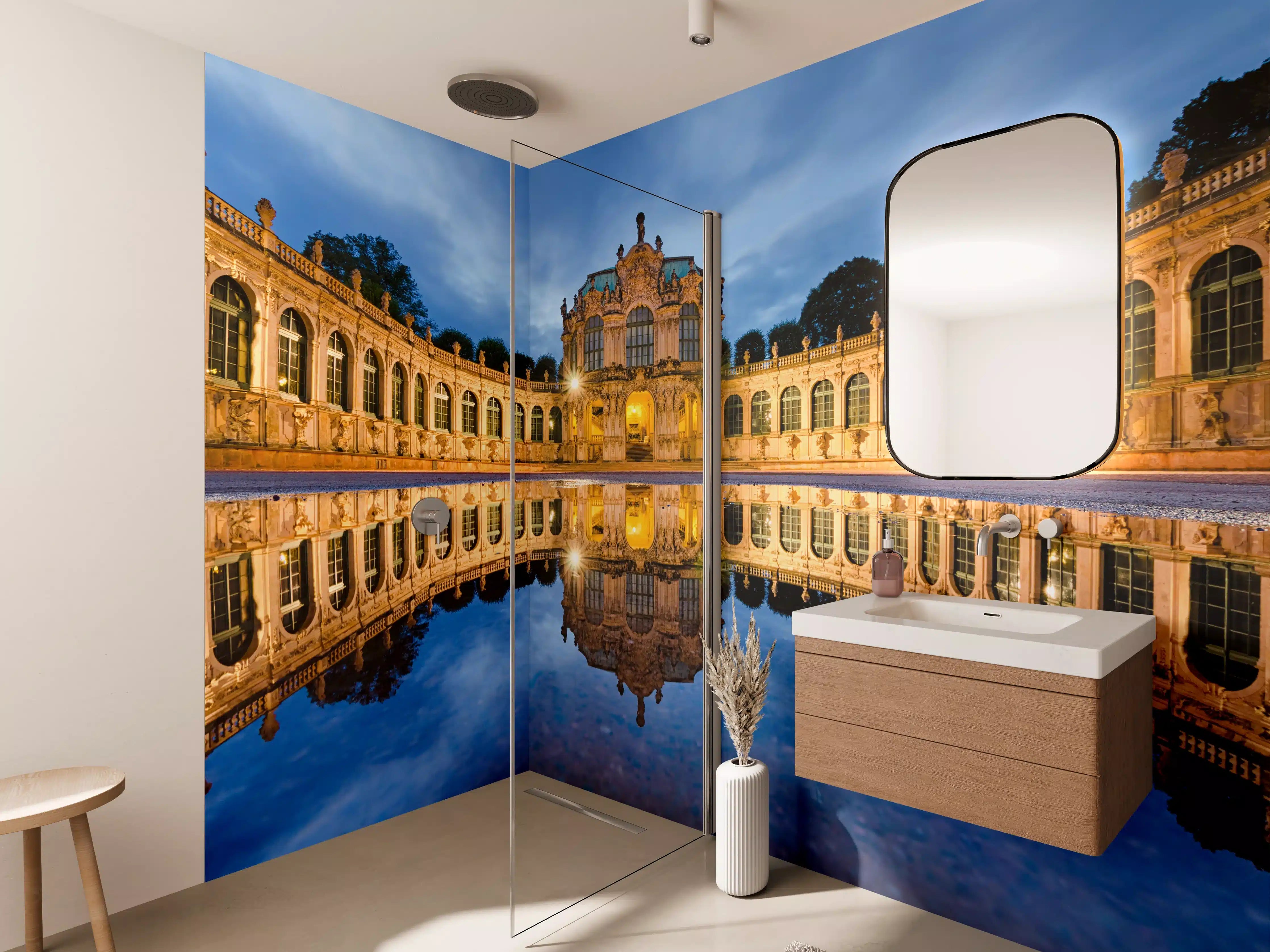 Wandverkleidung Bad - Dresdner Zwinger mit Reflexion