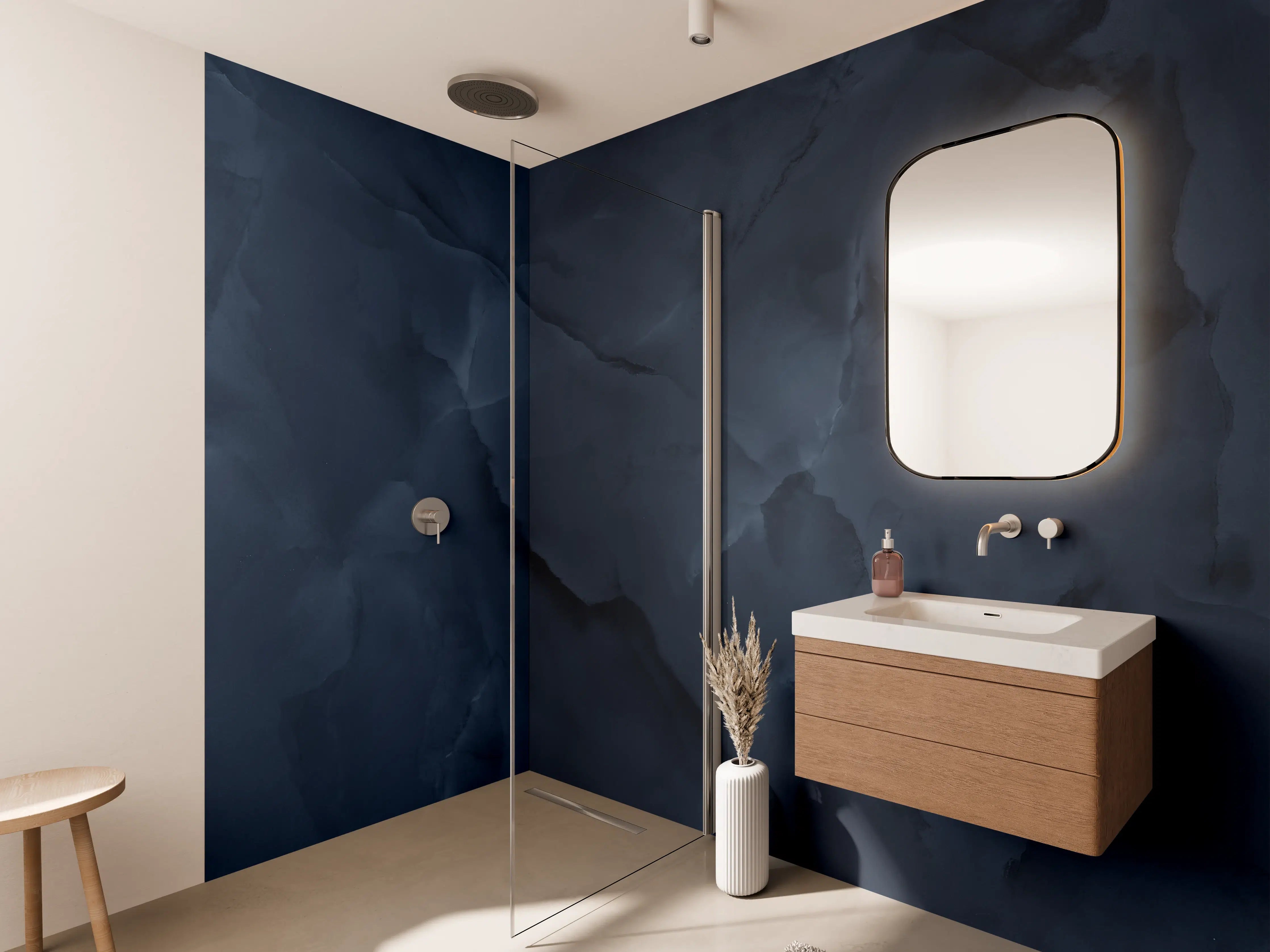 Wandverkleidung Bad - Dunkelblauer Onyx-Marmor