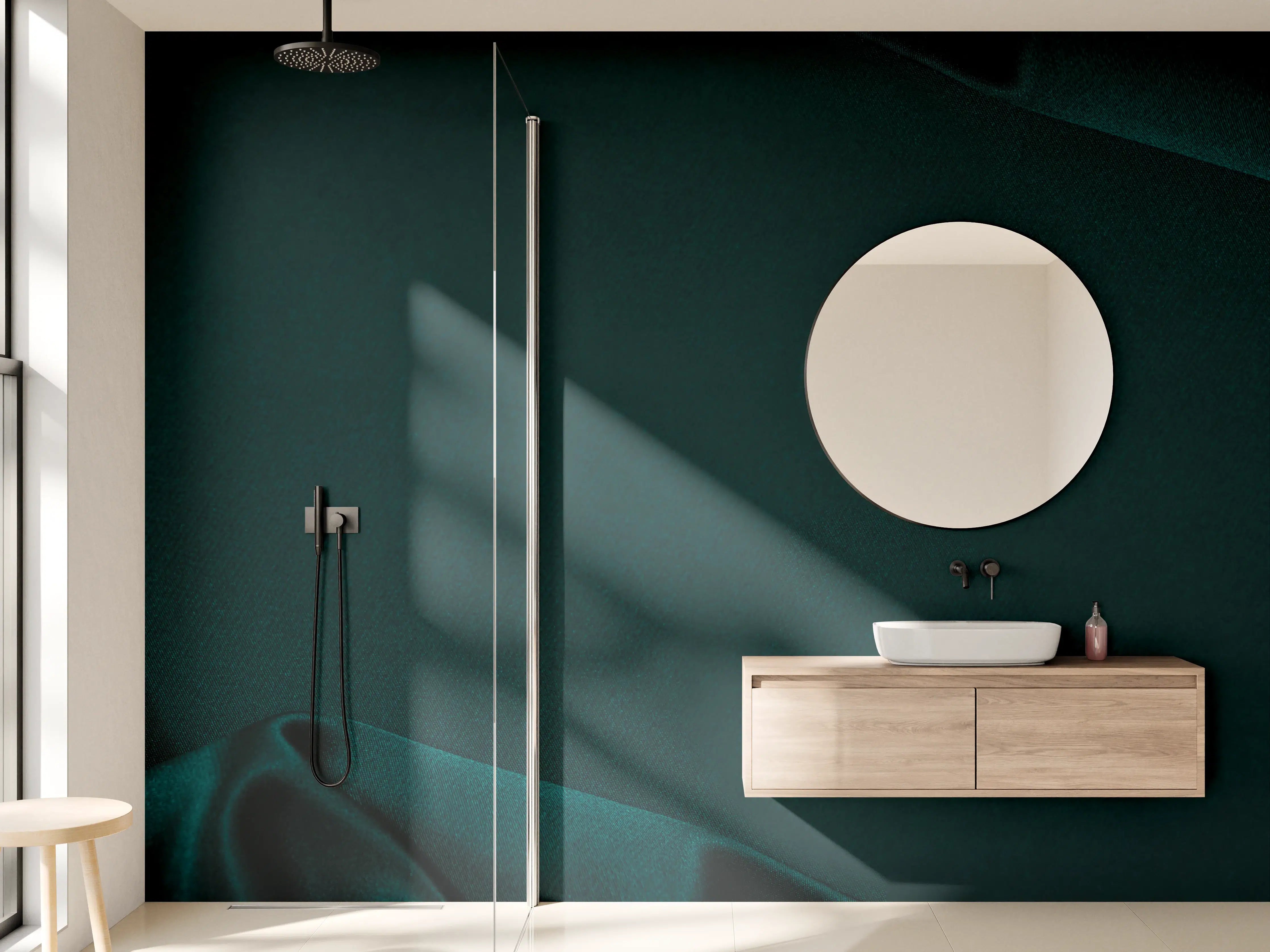 Wandverkleidung Bad - Dunkelblauer Seidensatin Luxus