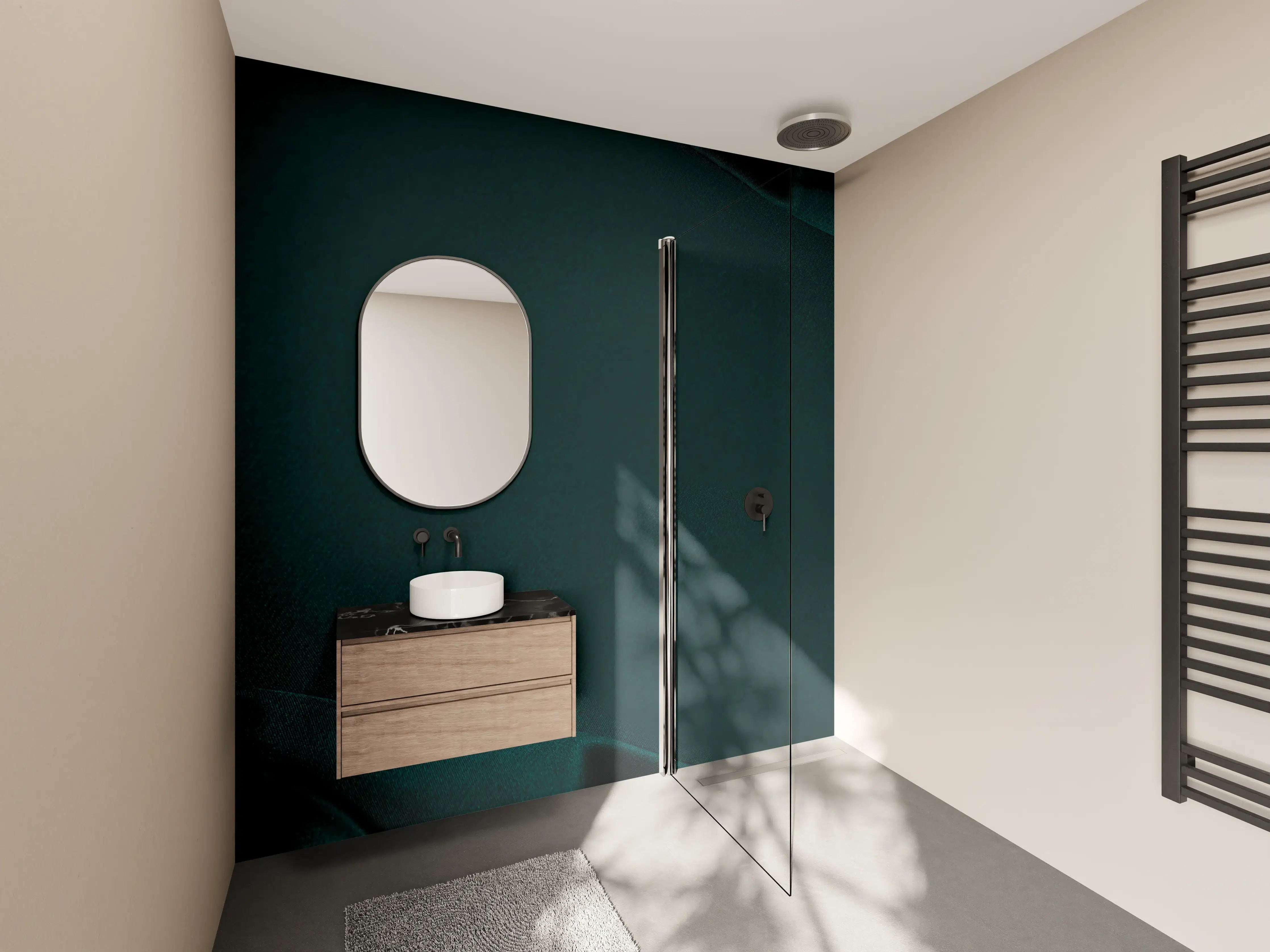 Wandverkleidung Bad - Dunkelblauer Seidensatin Luxus