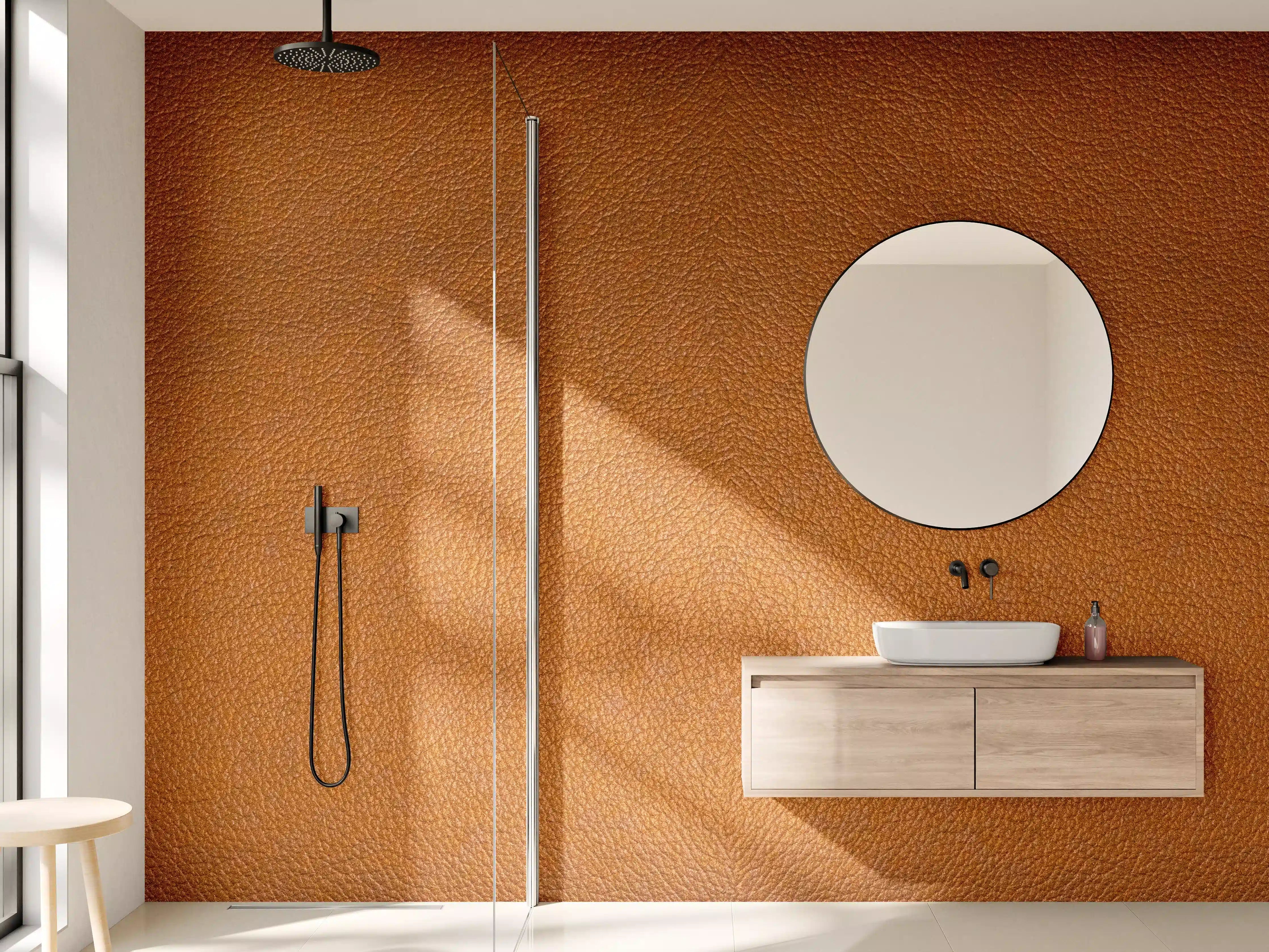 Wandverkleidung Bad - Dunkelbraune Leder Textur