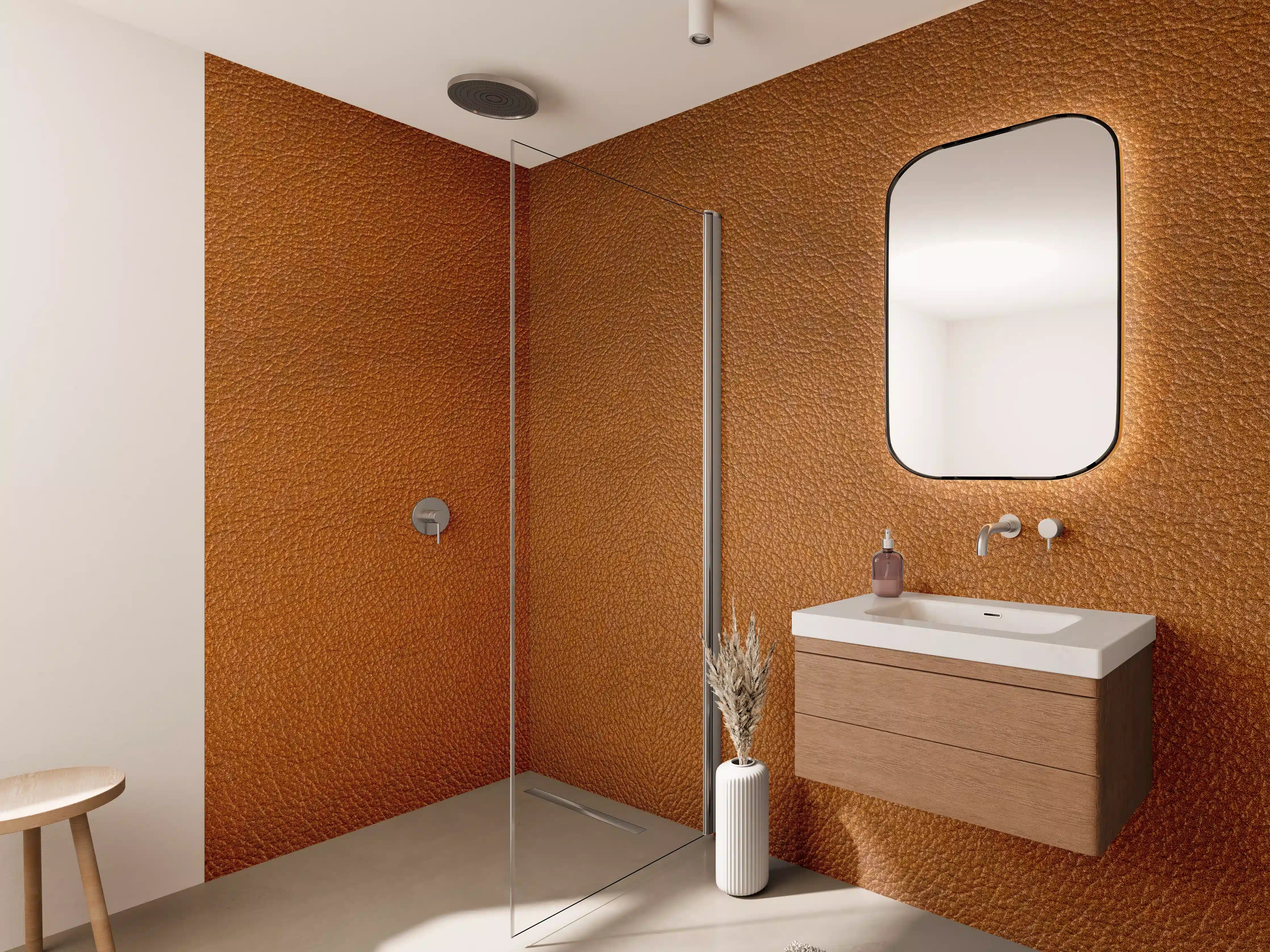 Wandverkleidung Bad - Dunkelbraune Leder Textur