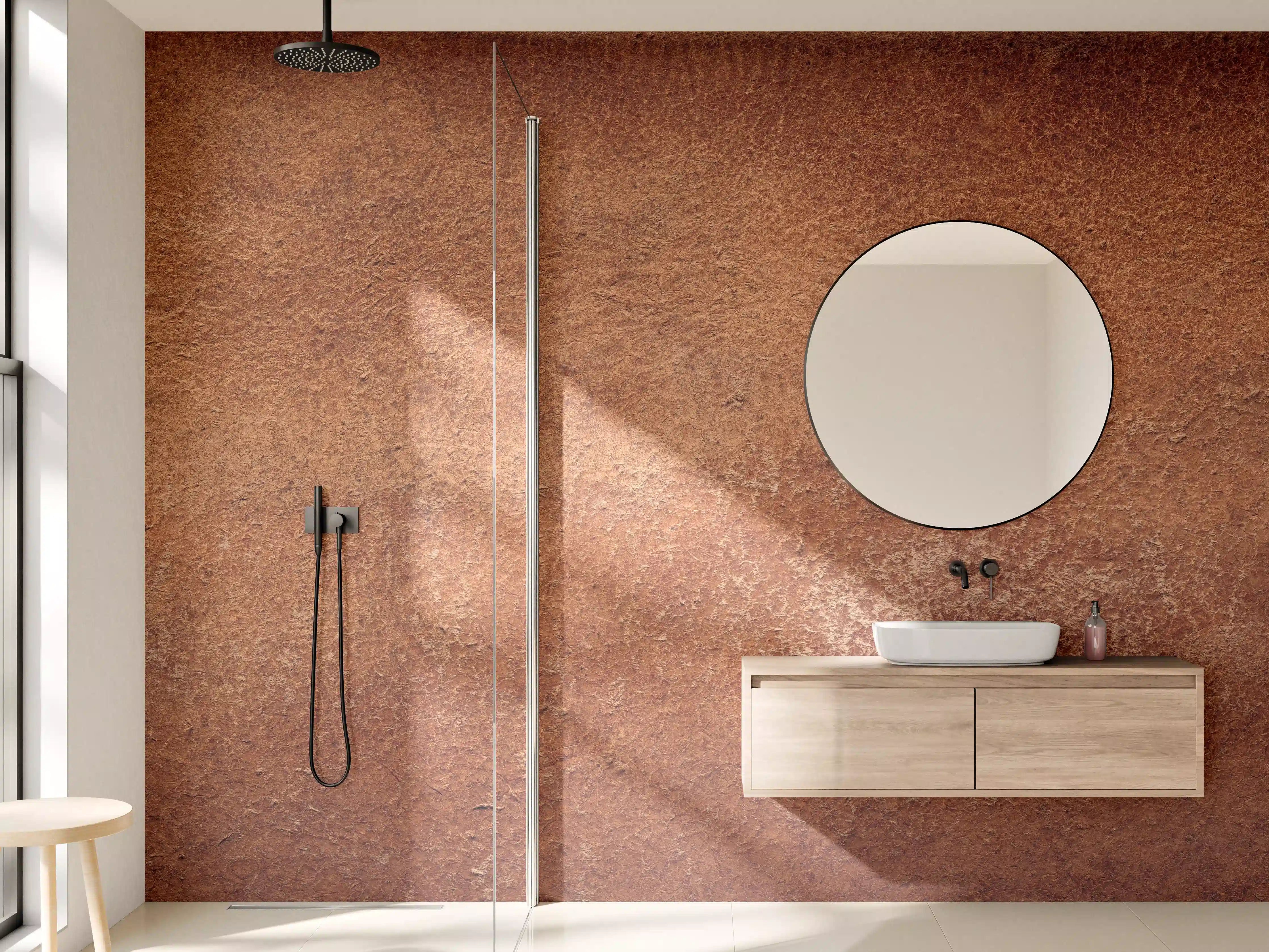 Wandverkleidung Bad - Dunkelbraune Ledertextur