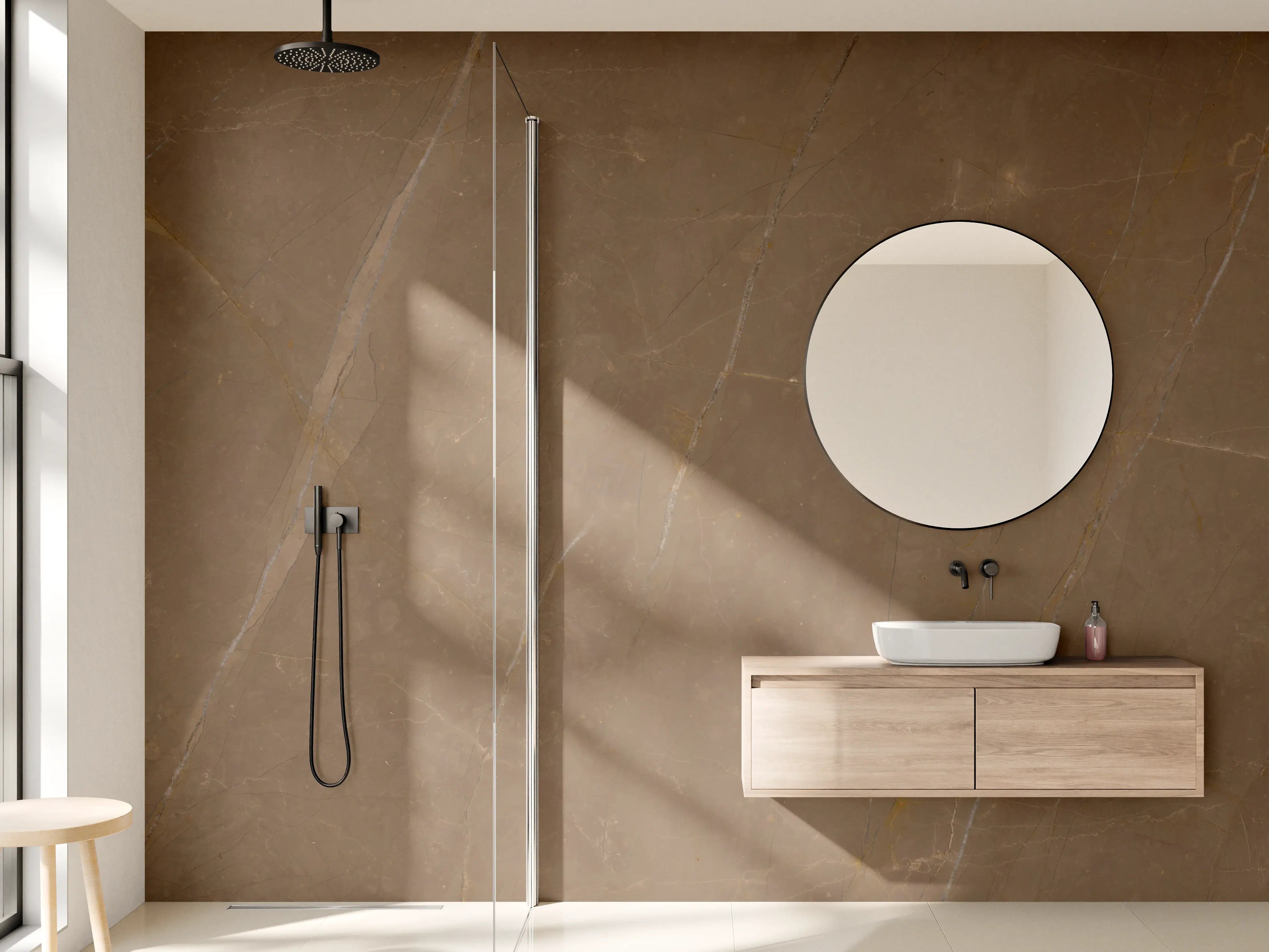 Wandverkleidung Bad - Dunkelbrauner Marmor