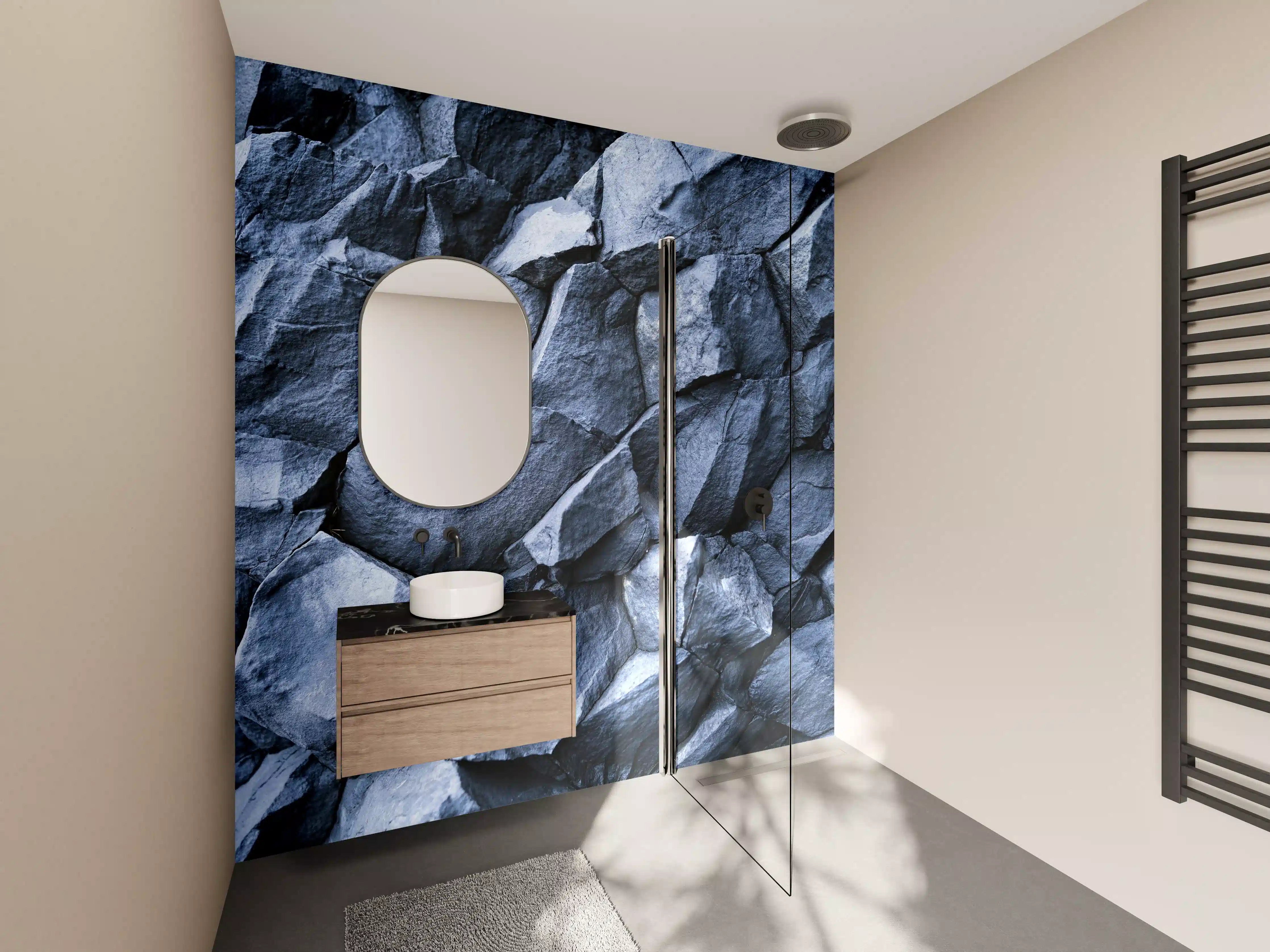 Wandverkleidung Bad - Dunkle Felsenwand mit strukturierter Oberfläche