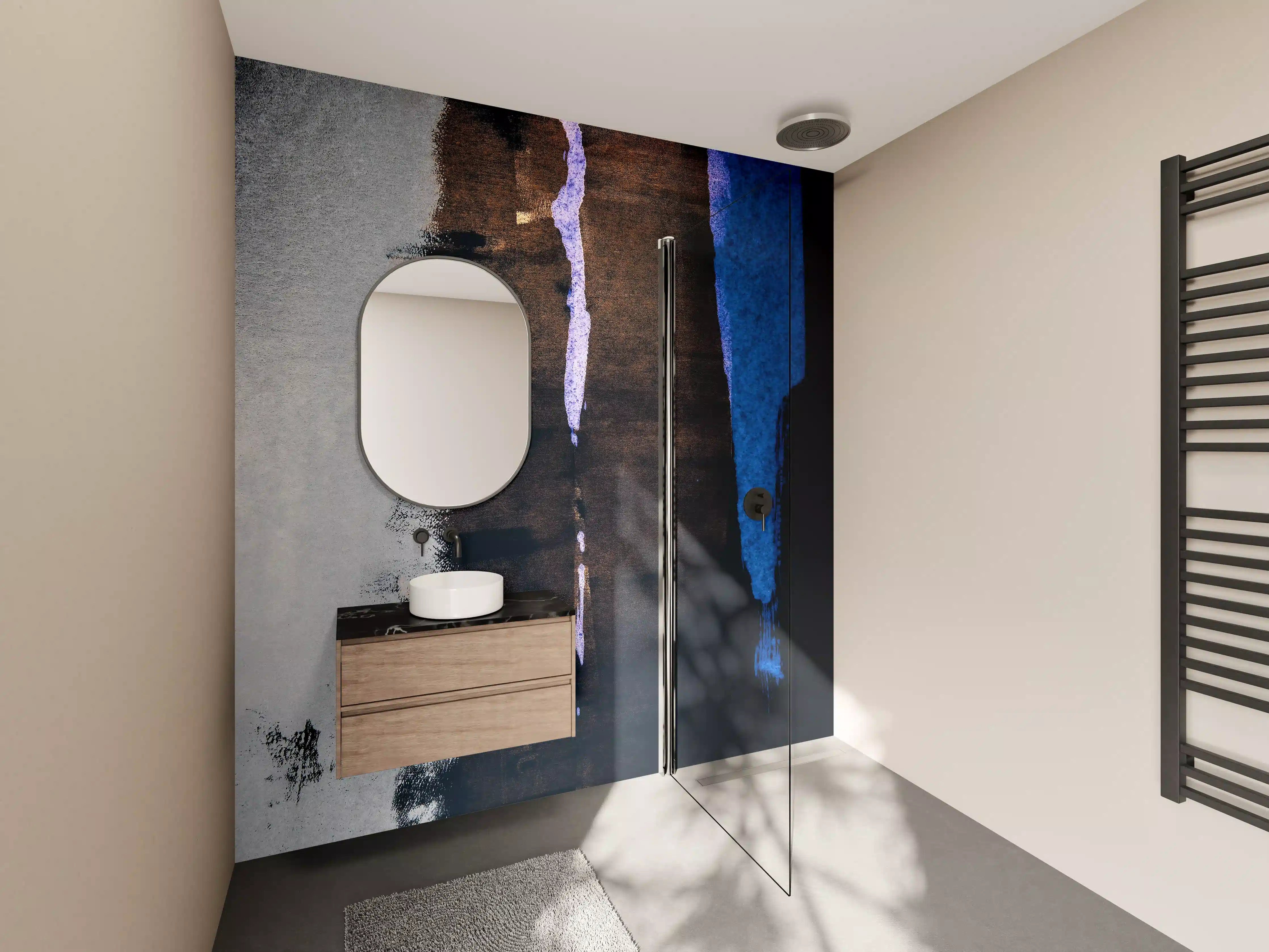 Wandverkleidung Bad - Dunkle Reflexion Abstrakte Kunst