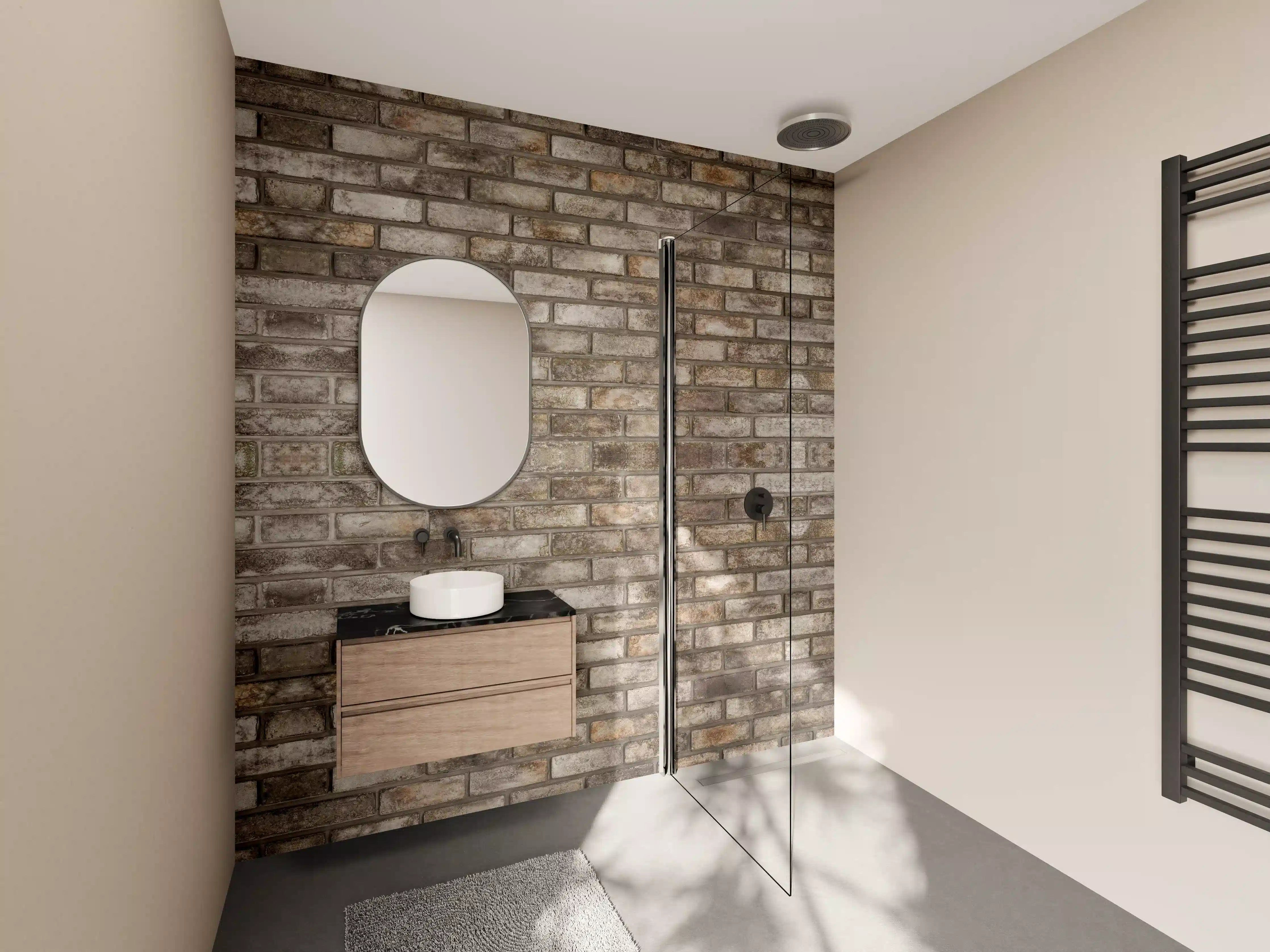 Wandverkleidung Bad - Dunkle Steinmauer