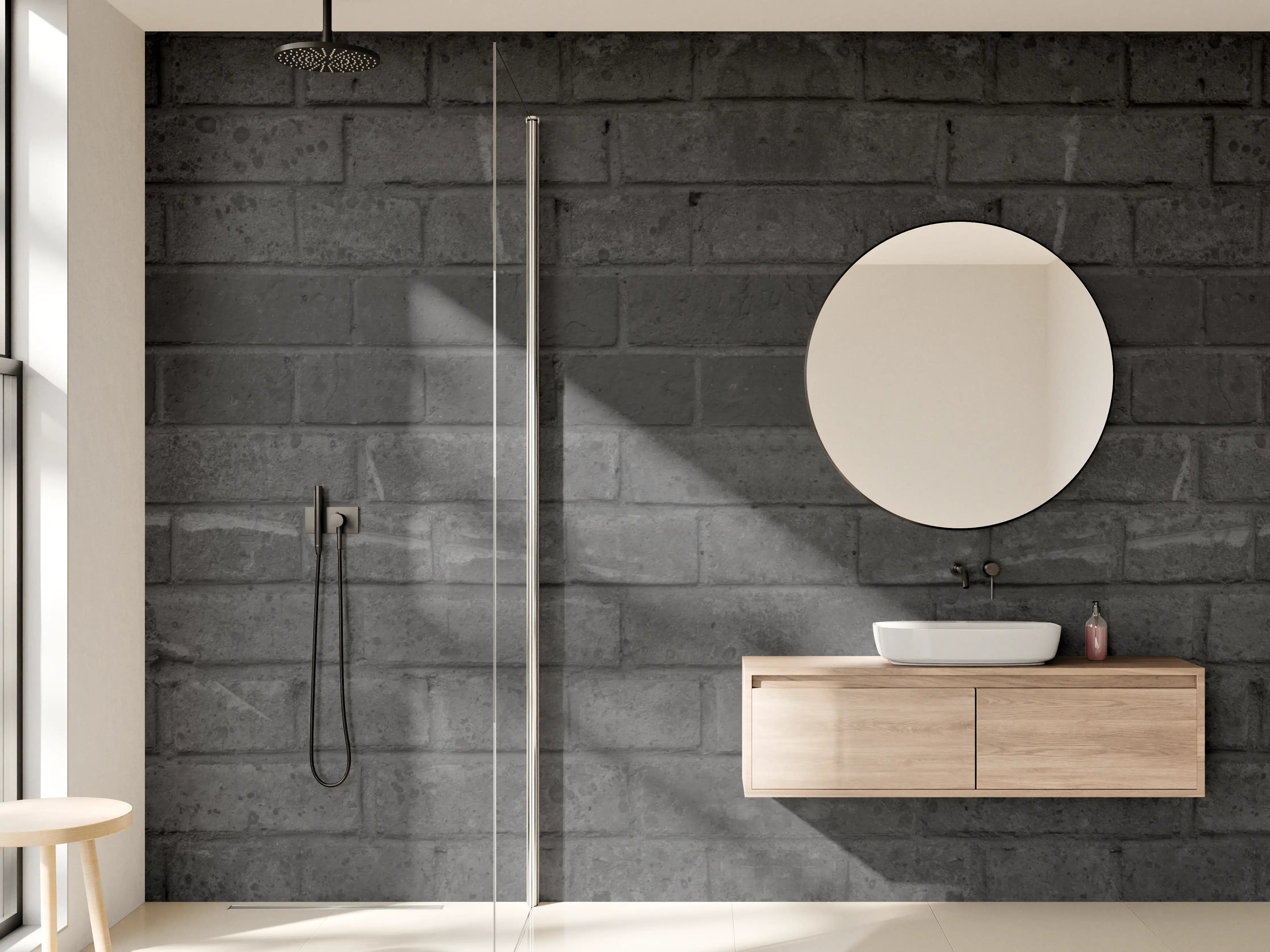 Wandverkleidung Bad - Dunkle abgenutzte Ziegelmauer