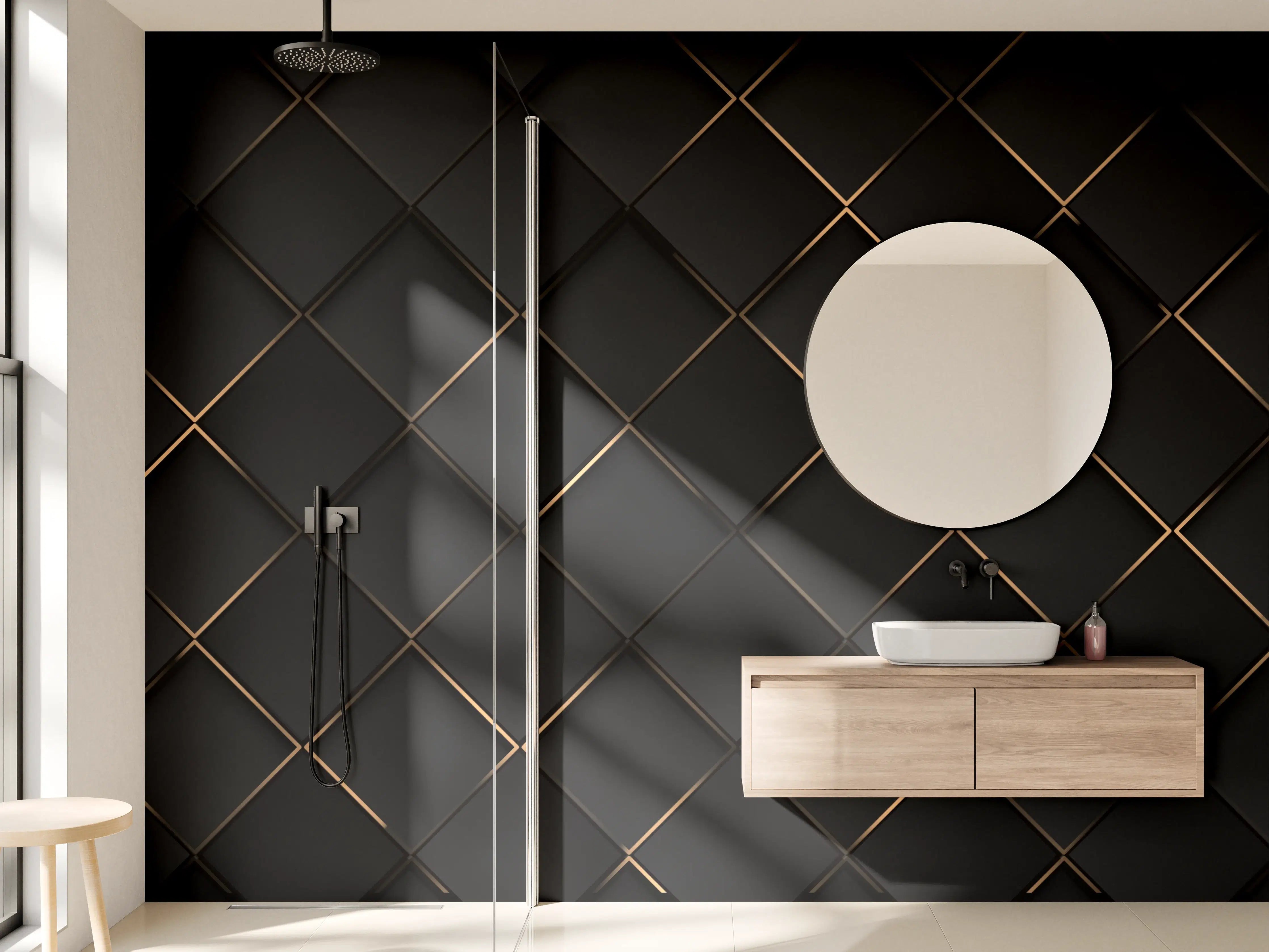 Wandverkleidung Bad - Dunkle, elegante Oberflächenstruktur