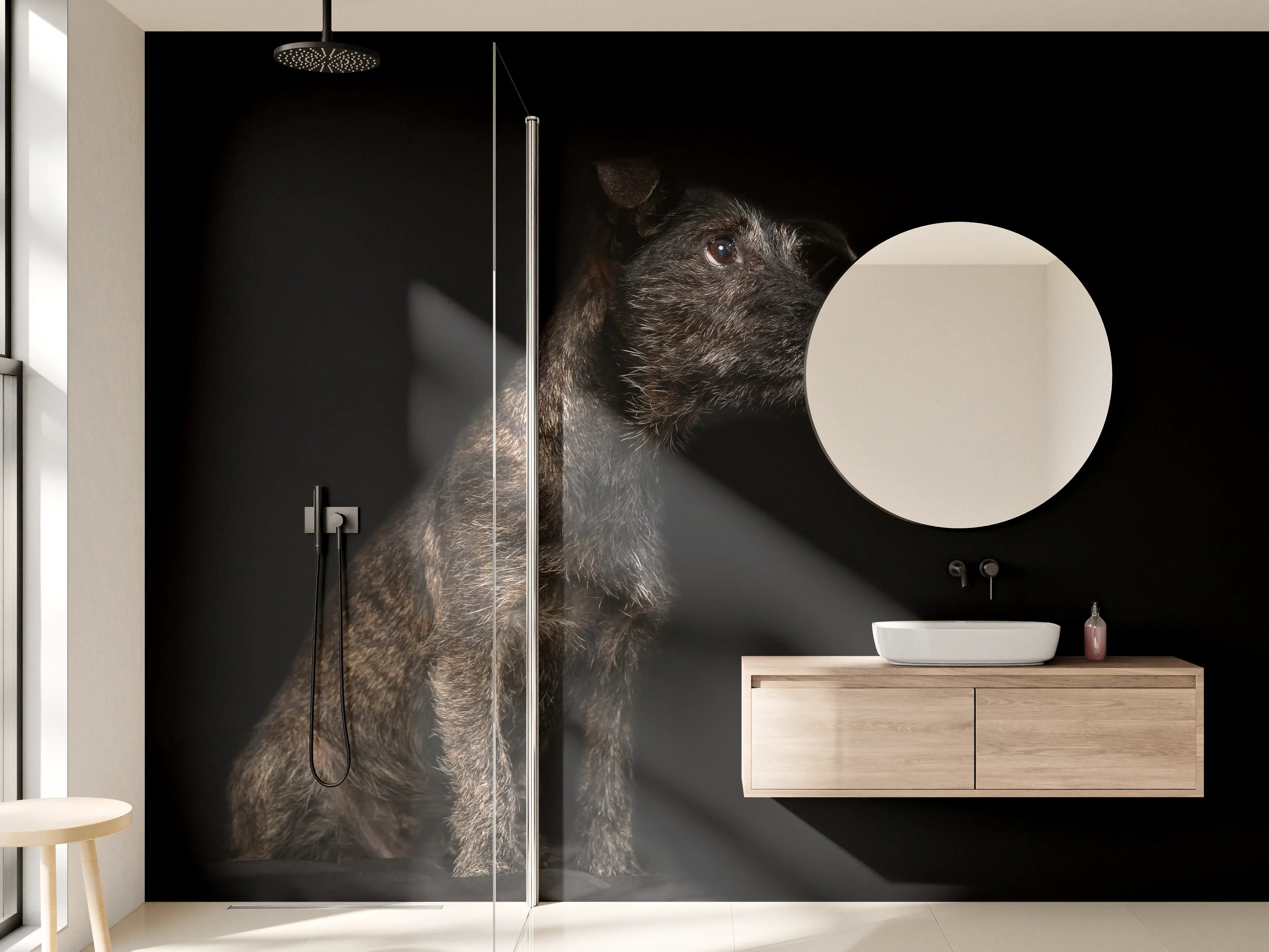 Wandverkleidung Bad - Dunkler Cairn Terrier Hund