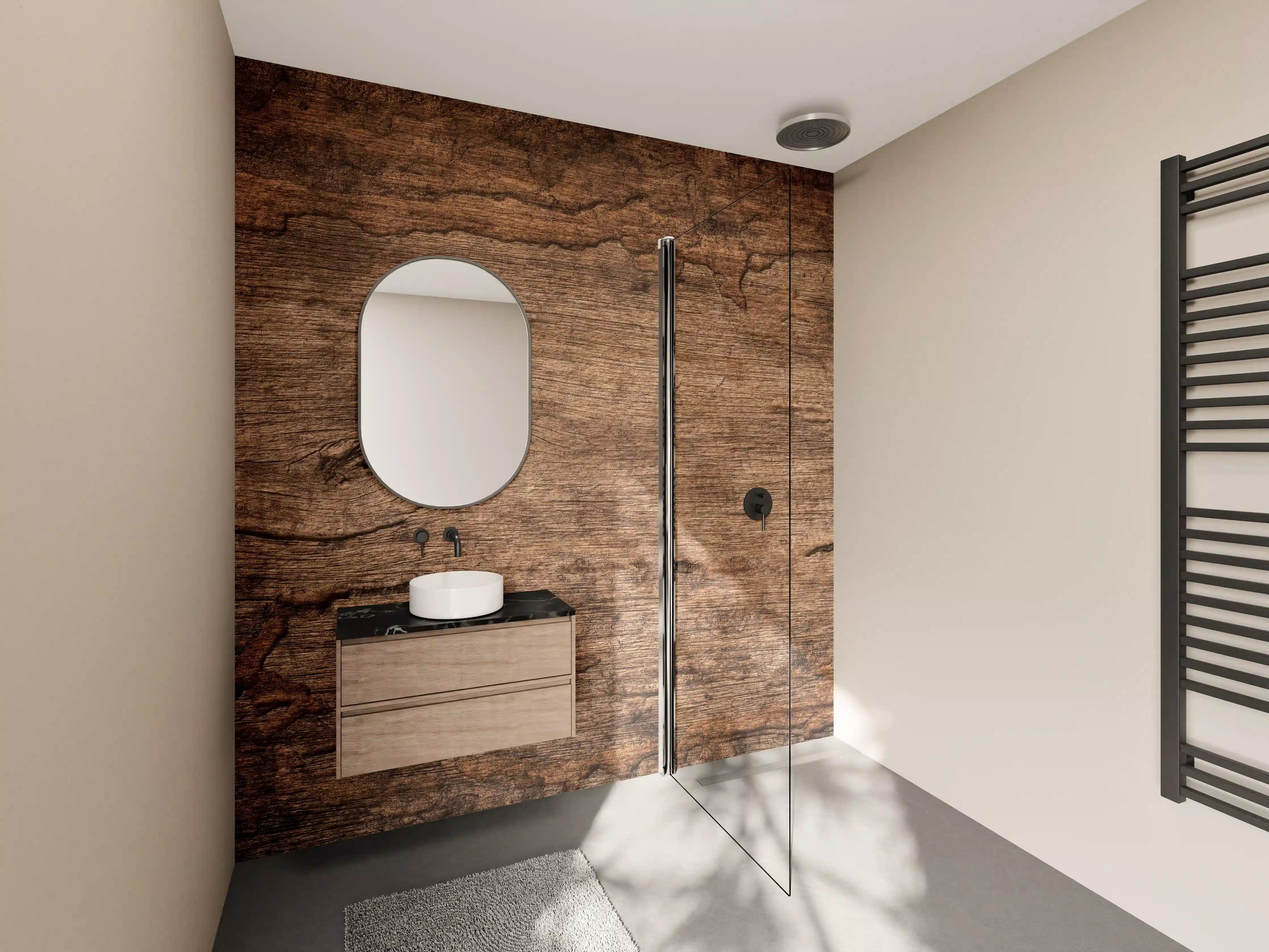 Wandverkleidung Bad - Dunkles verfallendes Holz