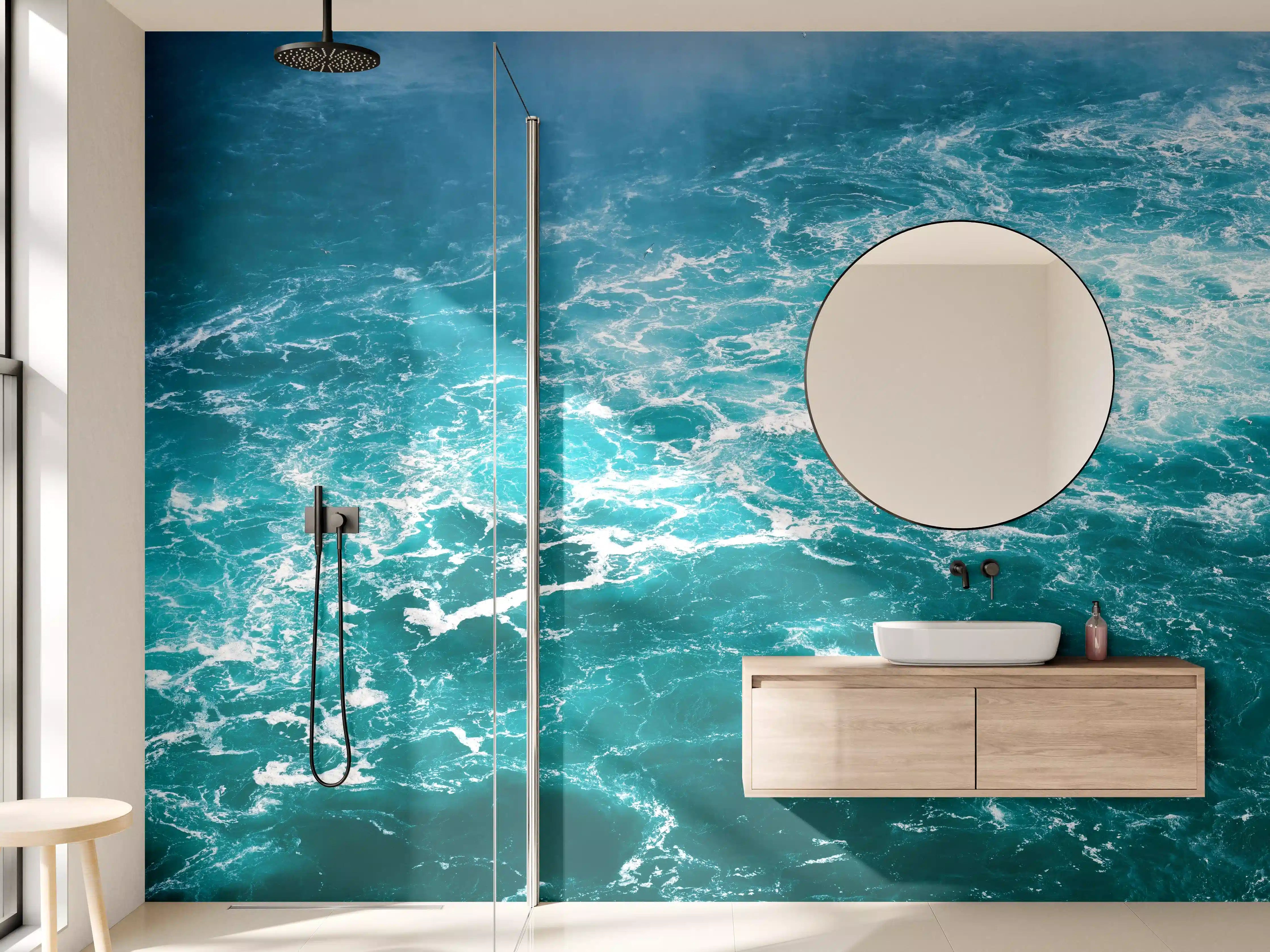 Wandverkleidung Bad - Dynamischer Meer- und Wellenblick