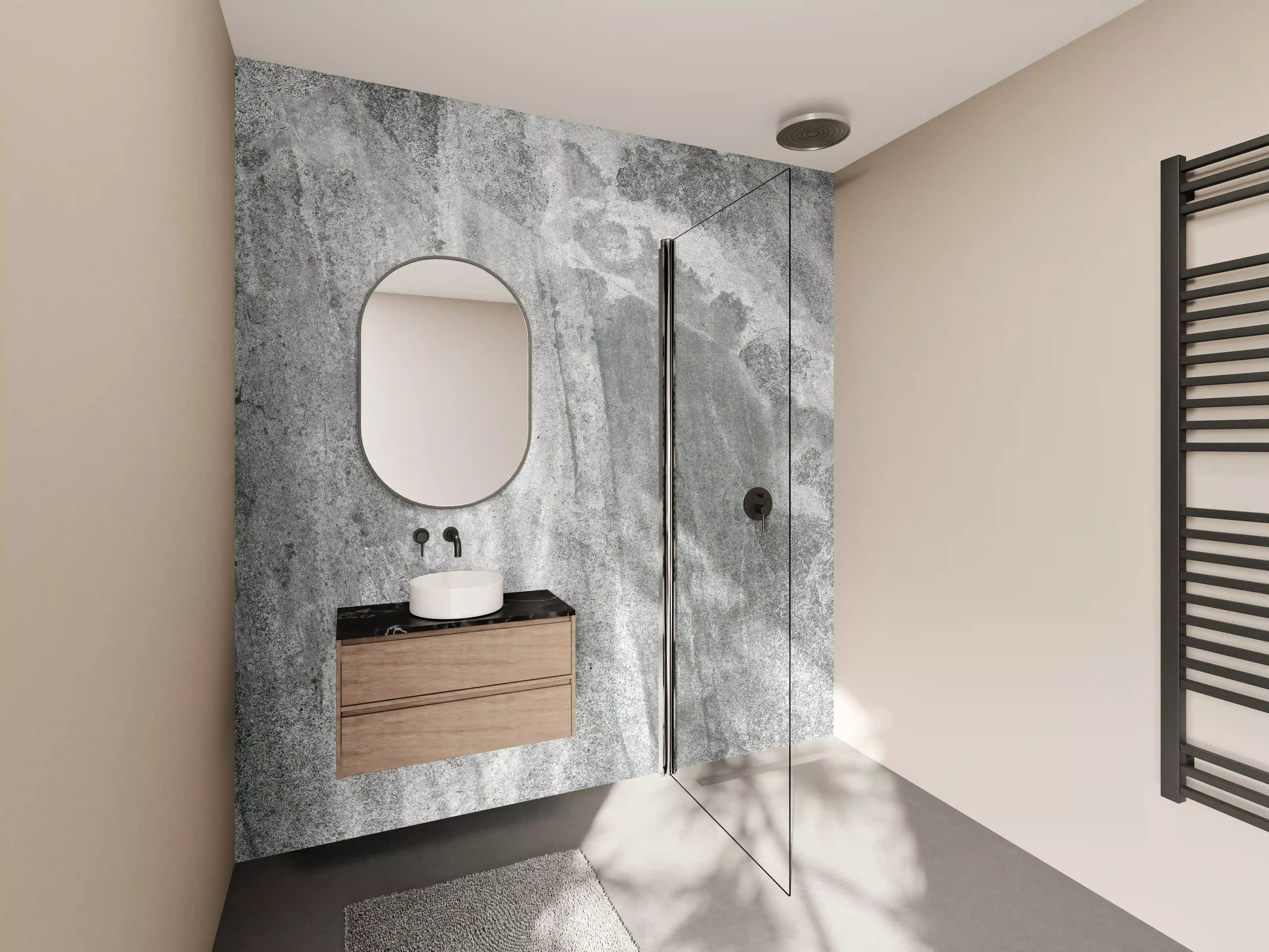 Wandverkleidung Bad - Edel Graue Marmor Textur