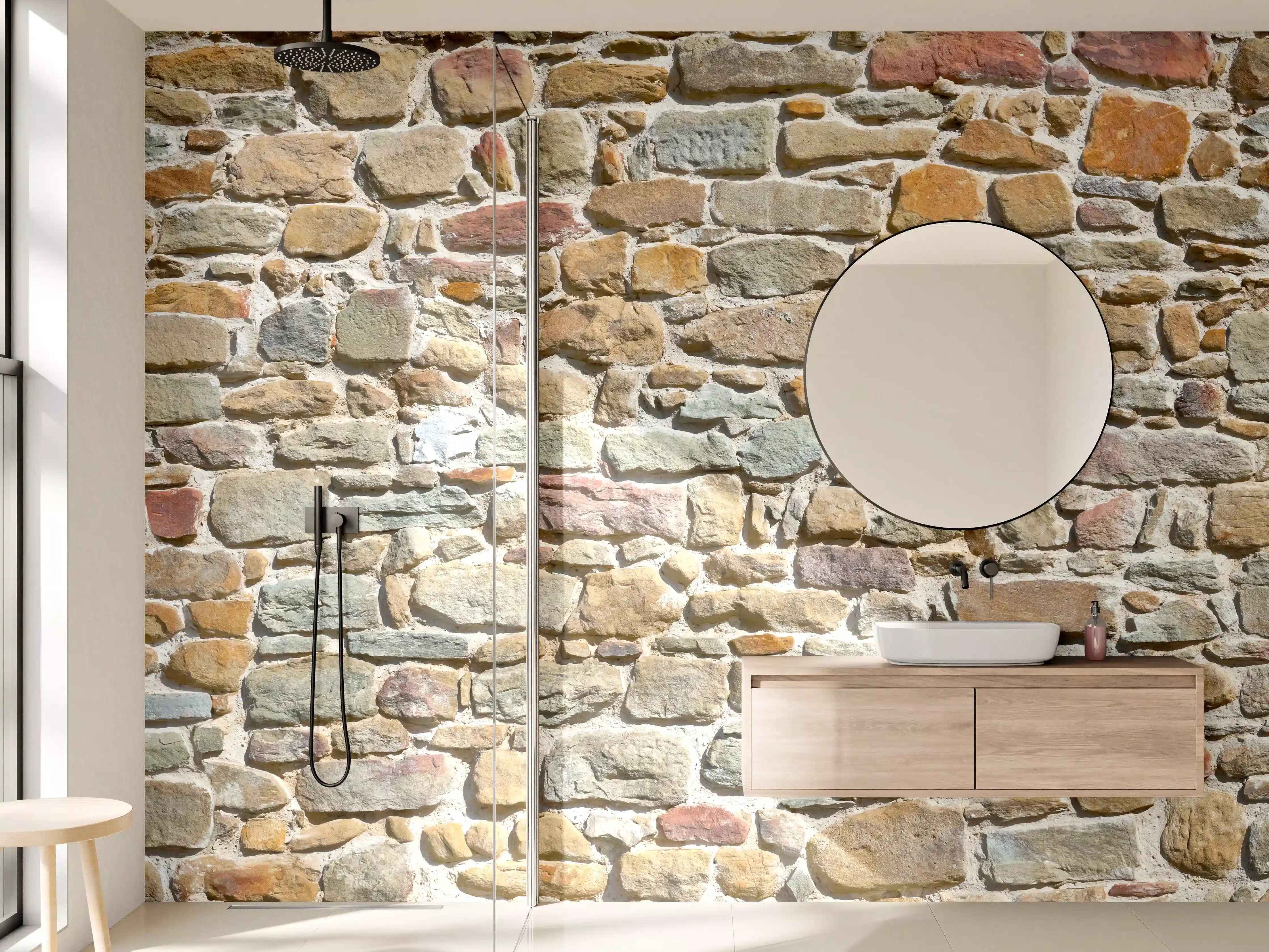 Wandverkleidung Bad - Edle Grauwand mit weißen Akzenten