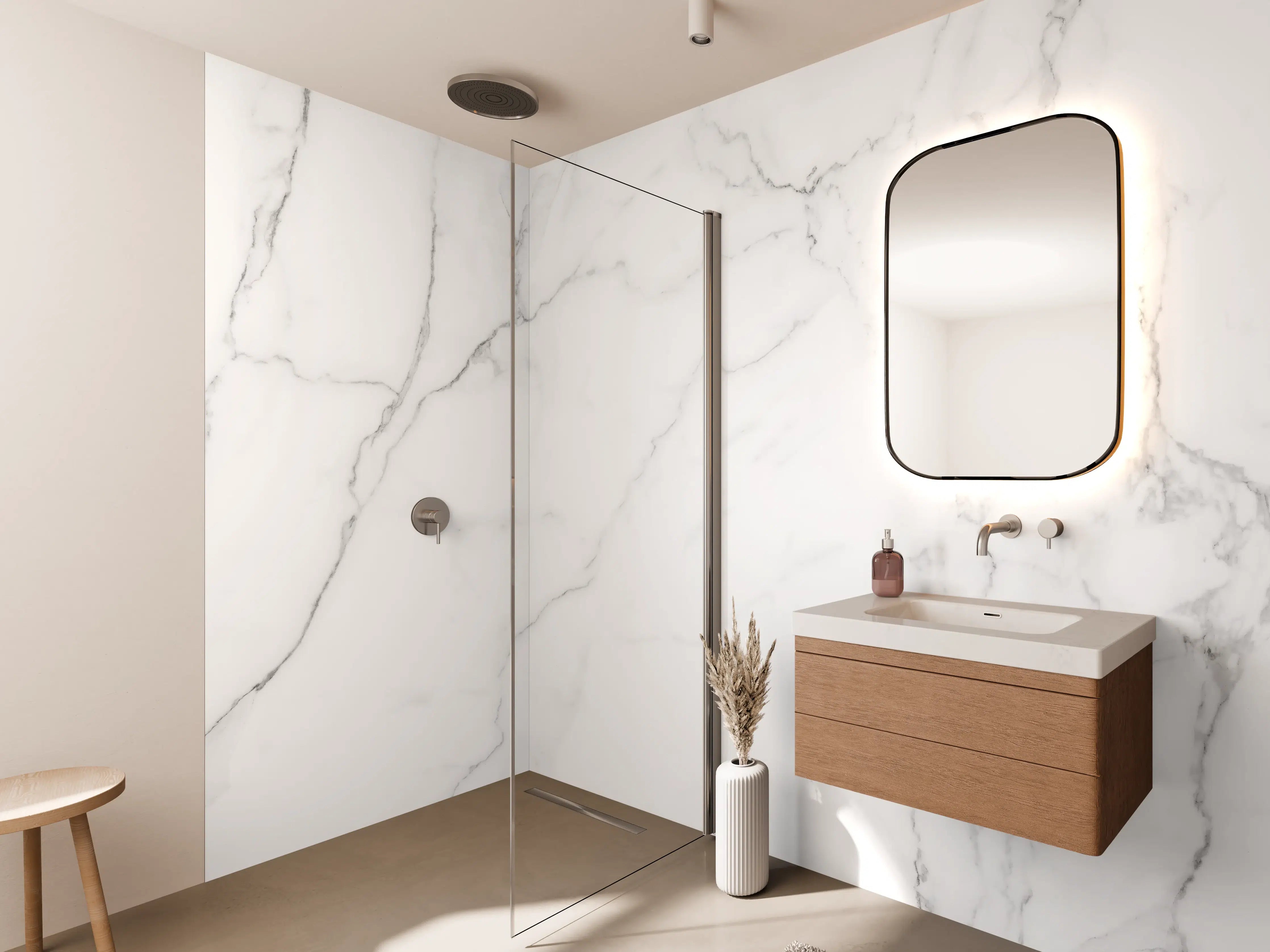 Wandverkleidung Bad - Edle Marmor-Textur im Luxus-Stil