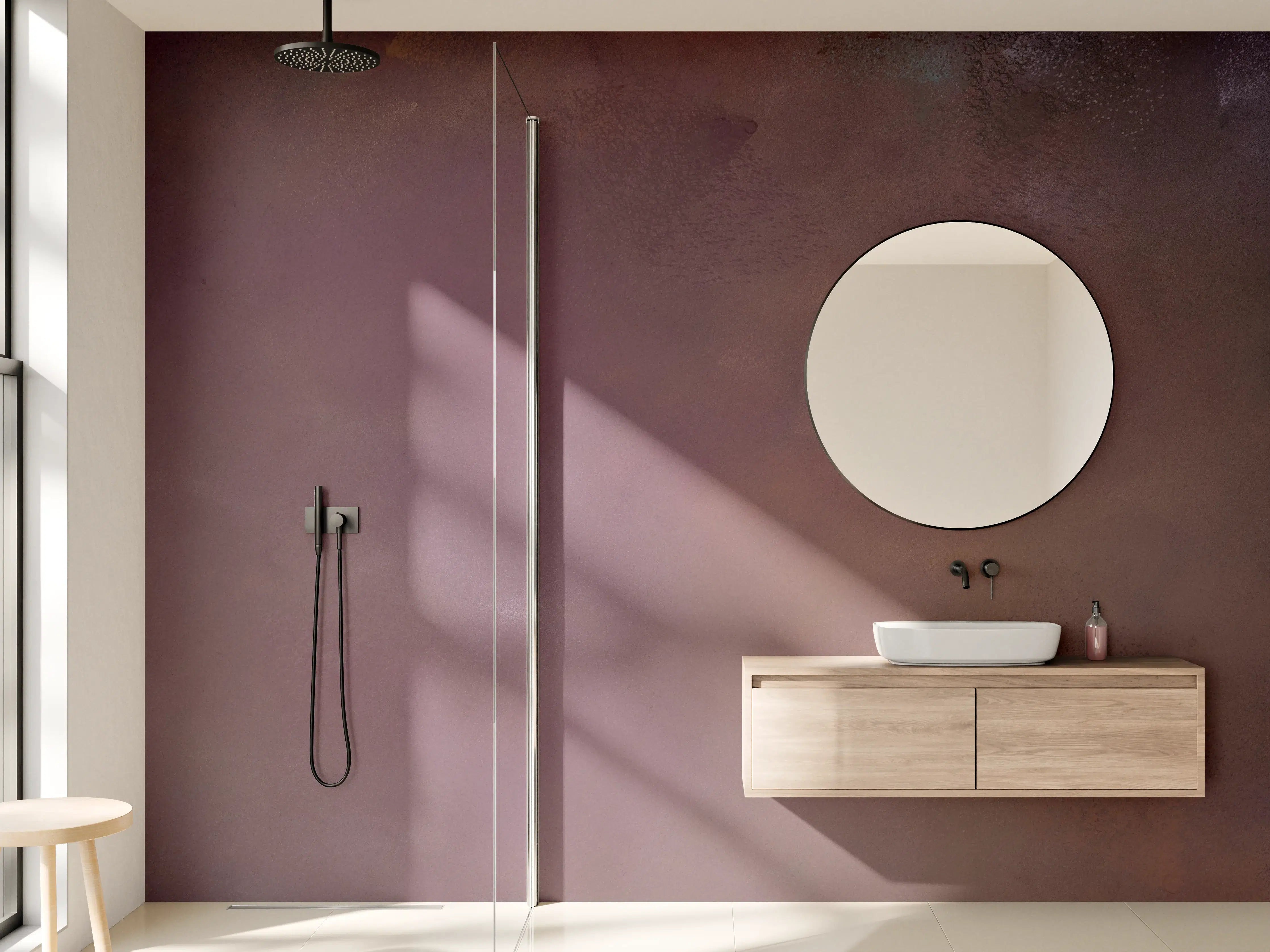 Wandverkleidung Bad - Edle Metallic-Textur in Braun und Grau