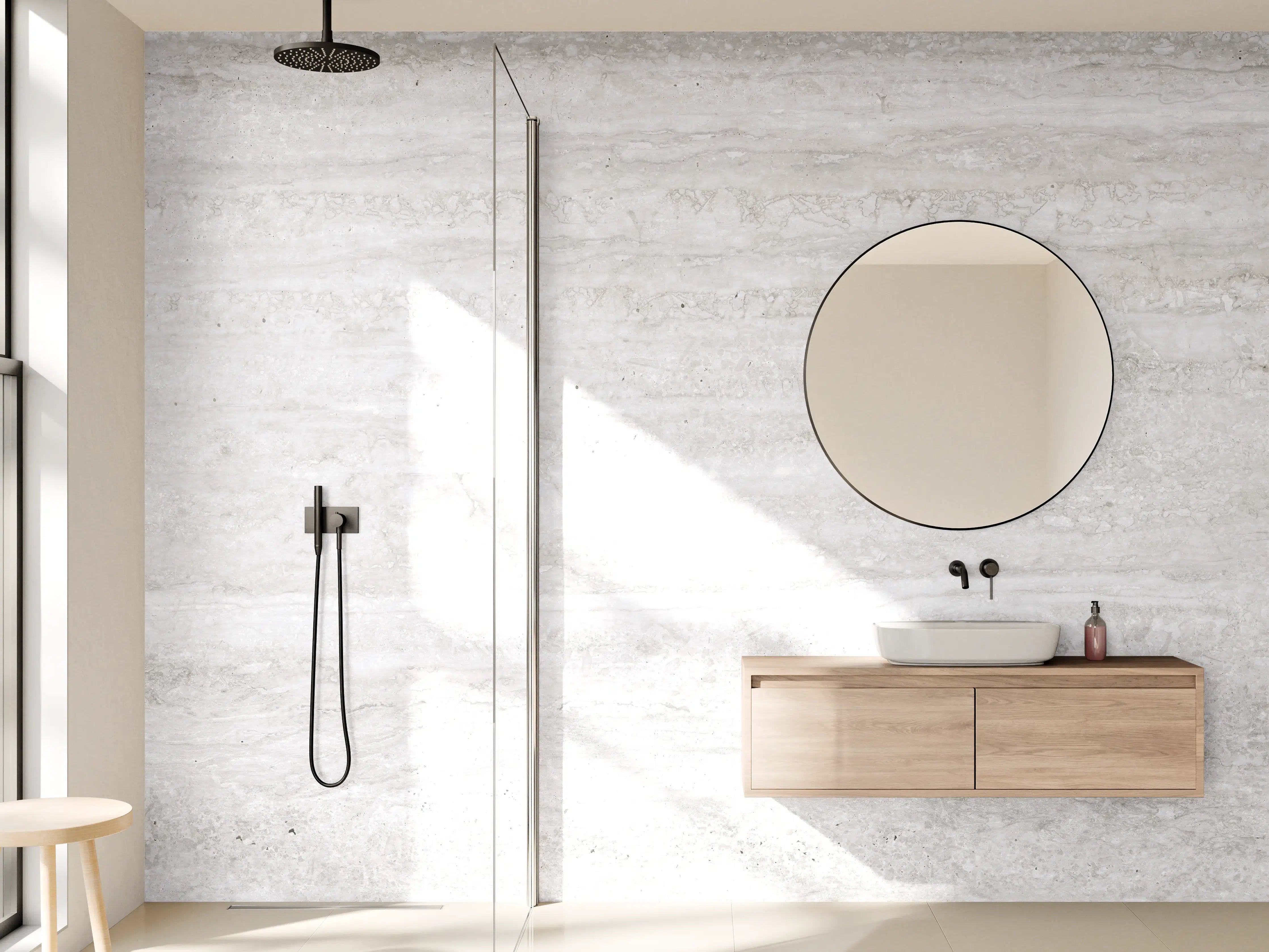 Wandverkleidung Bad - Edler Kalksteinmarmor