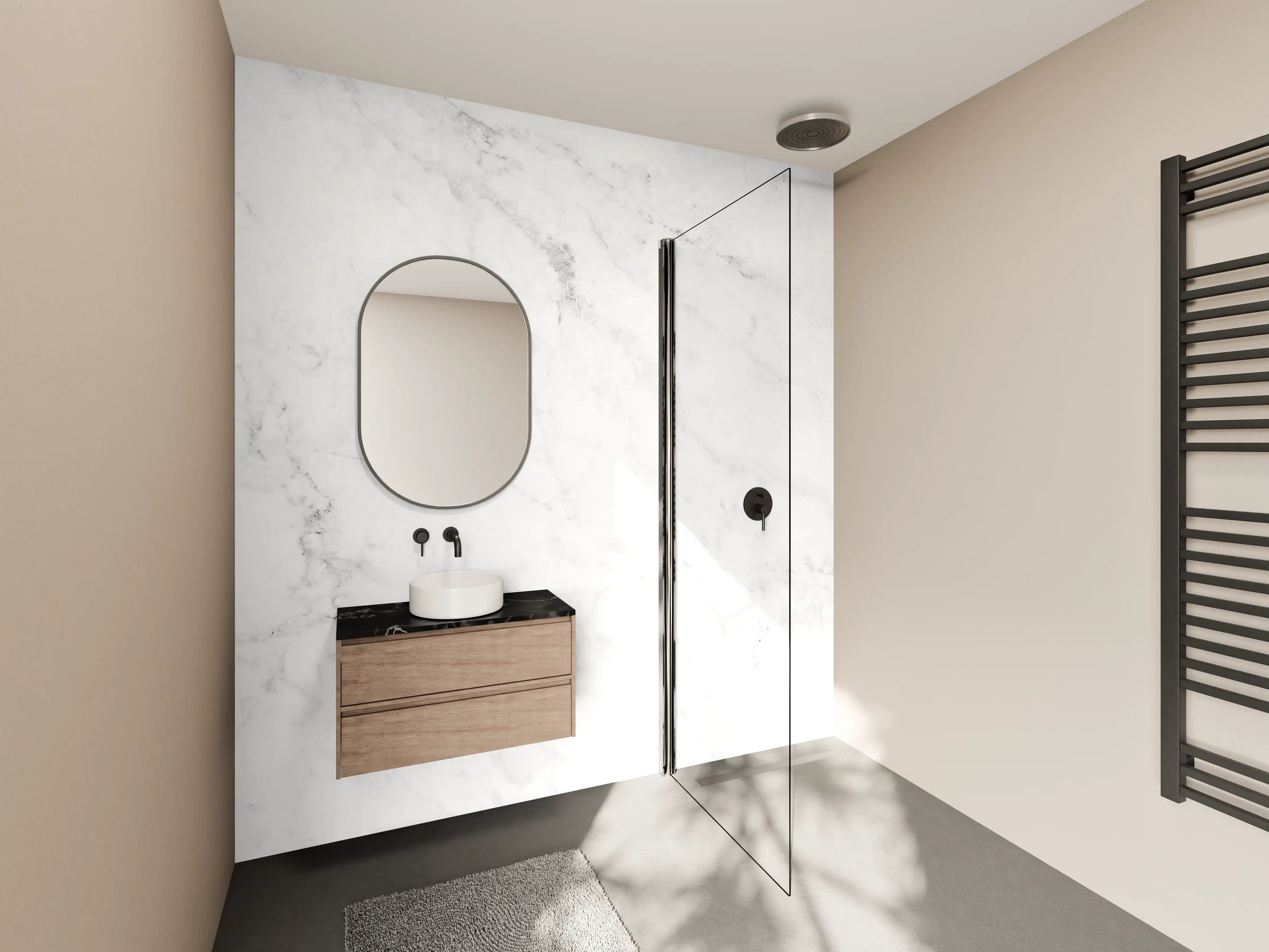 Wandverkleidung Bad - Edler Weiß-Marmor-Effekt