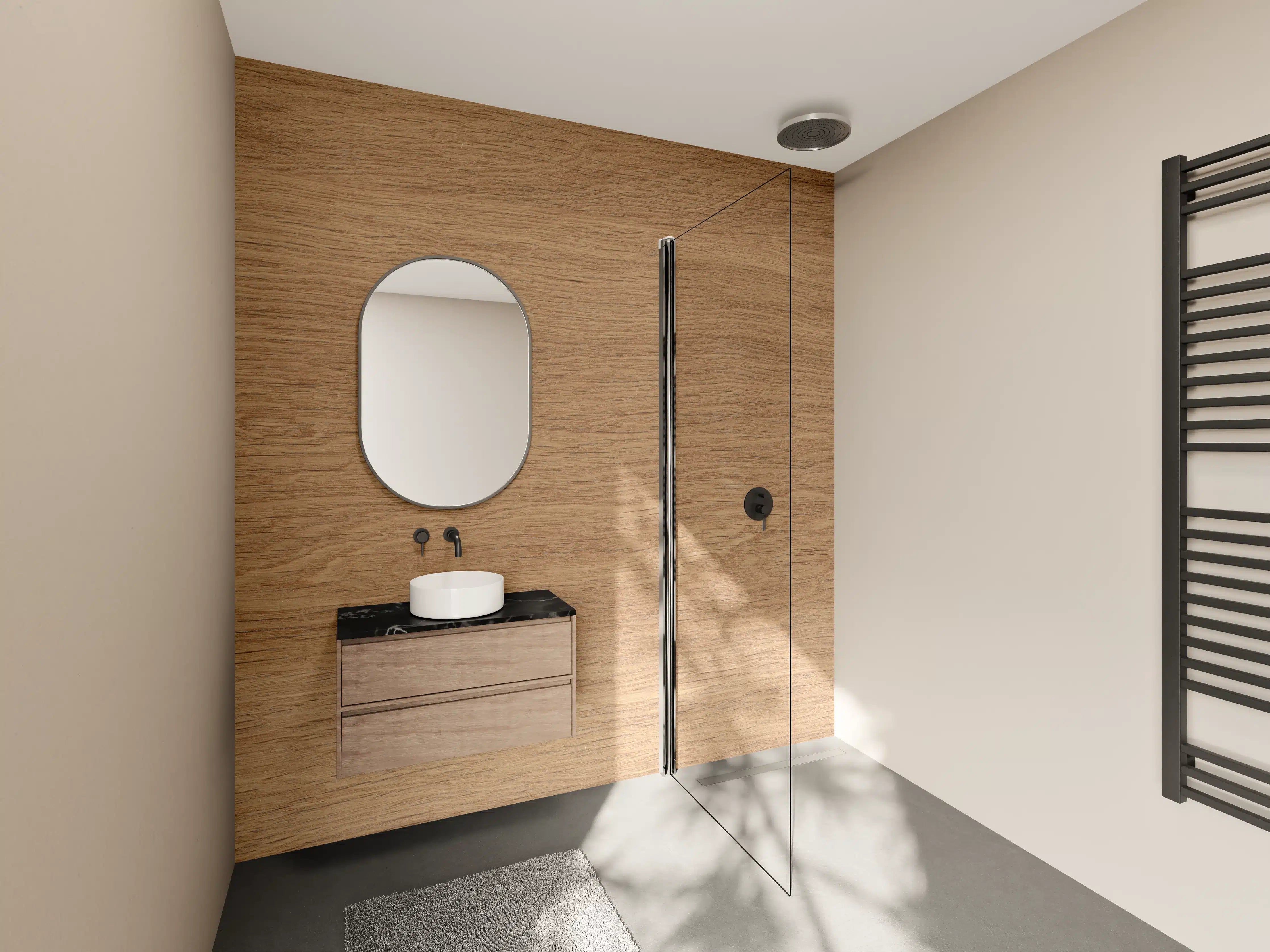 Wandverkleidung Bad - Eiche Parkett Holz Textur