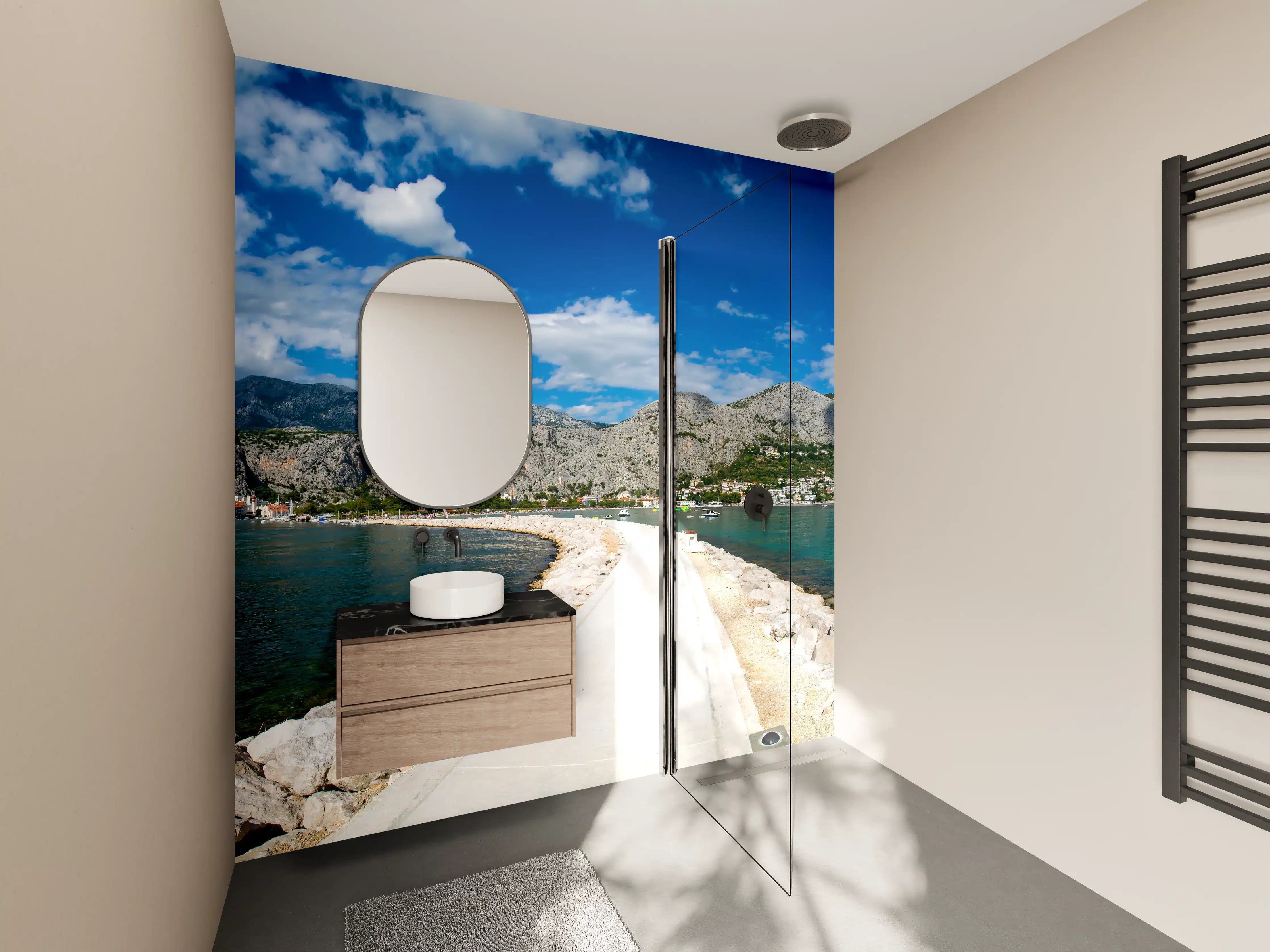 Wandverkleidung Bad - Ein Panoramabild von Omis - Kroatien