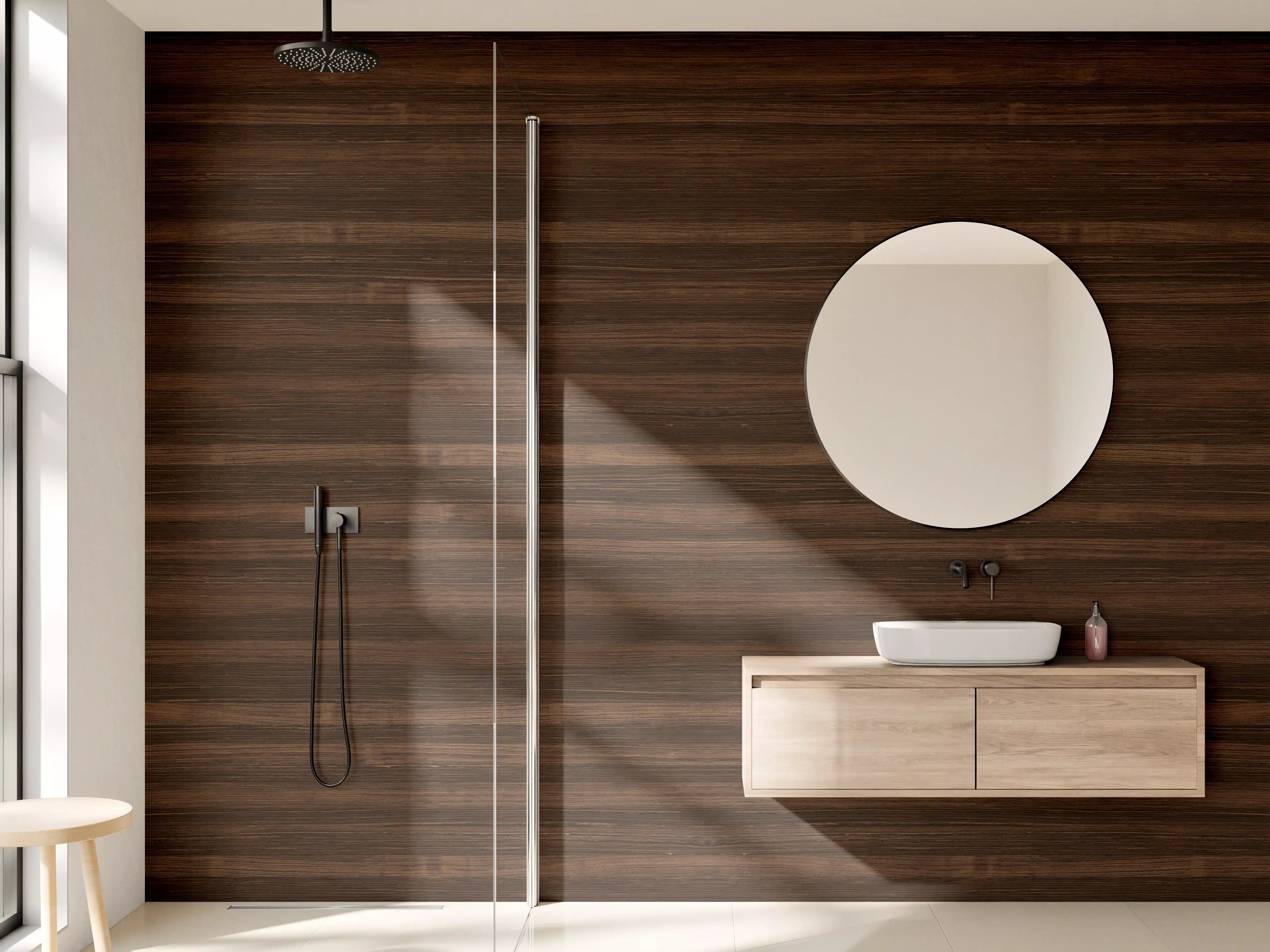 Wandverkleidung Bad - Elegant Dunkelbraune Holzoptik
