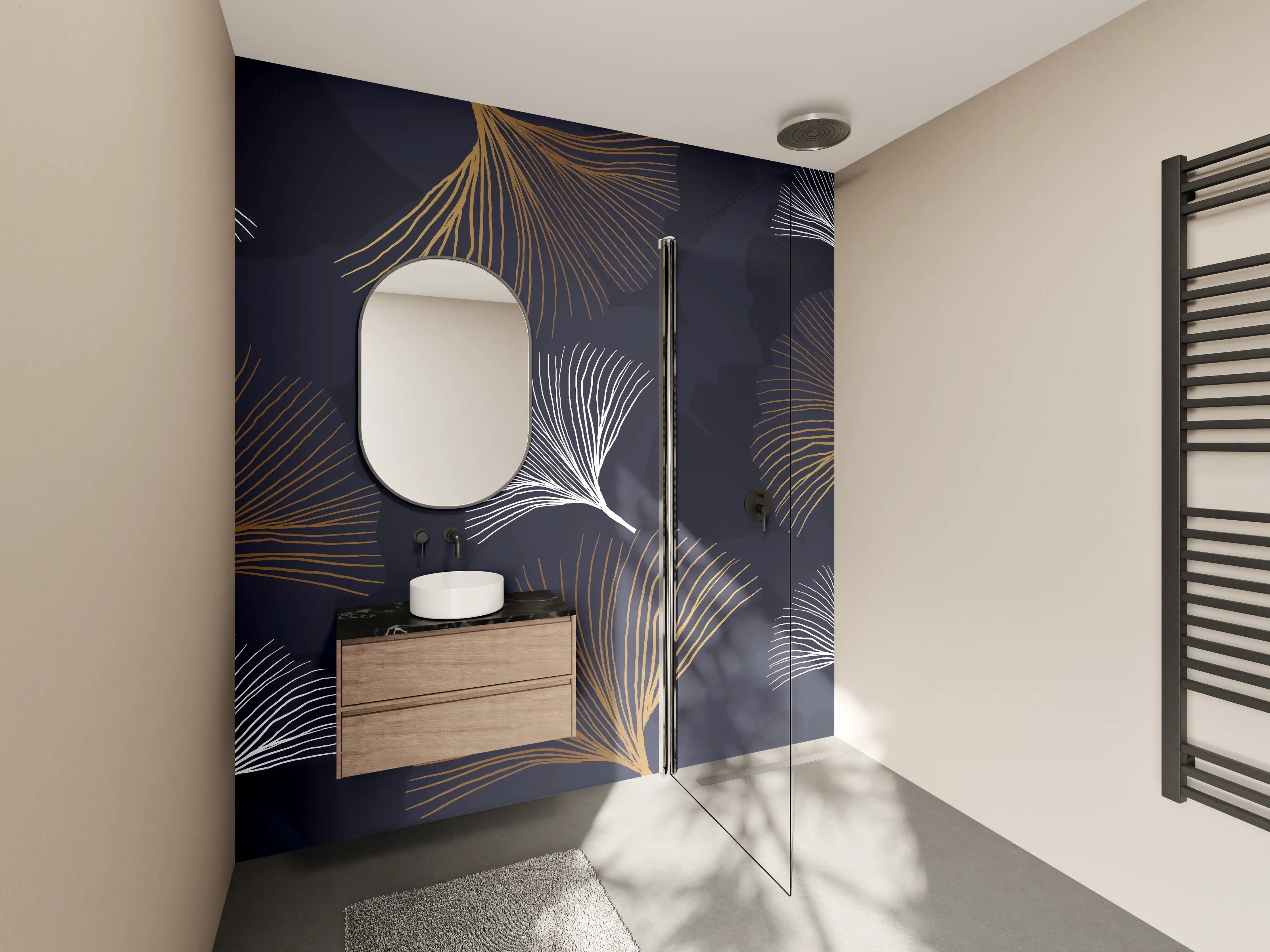 Wandverkleidung Bad - Elegante Blattgold-Muster Tapete