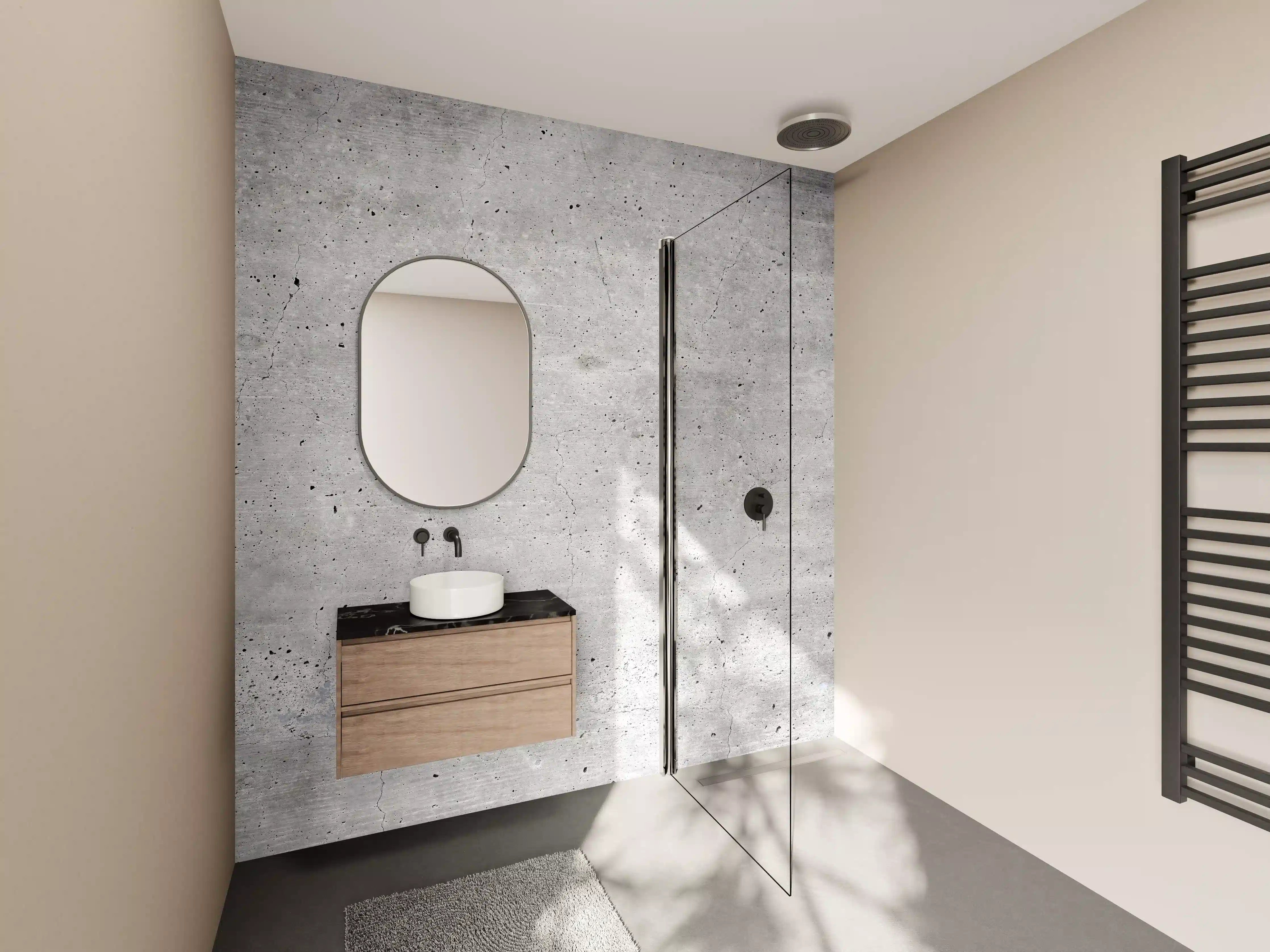 Wandverkleidung Bad - Elegante Grau-Weiße Betonwand