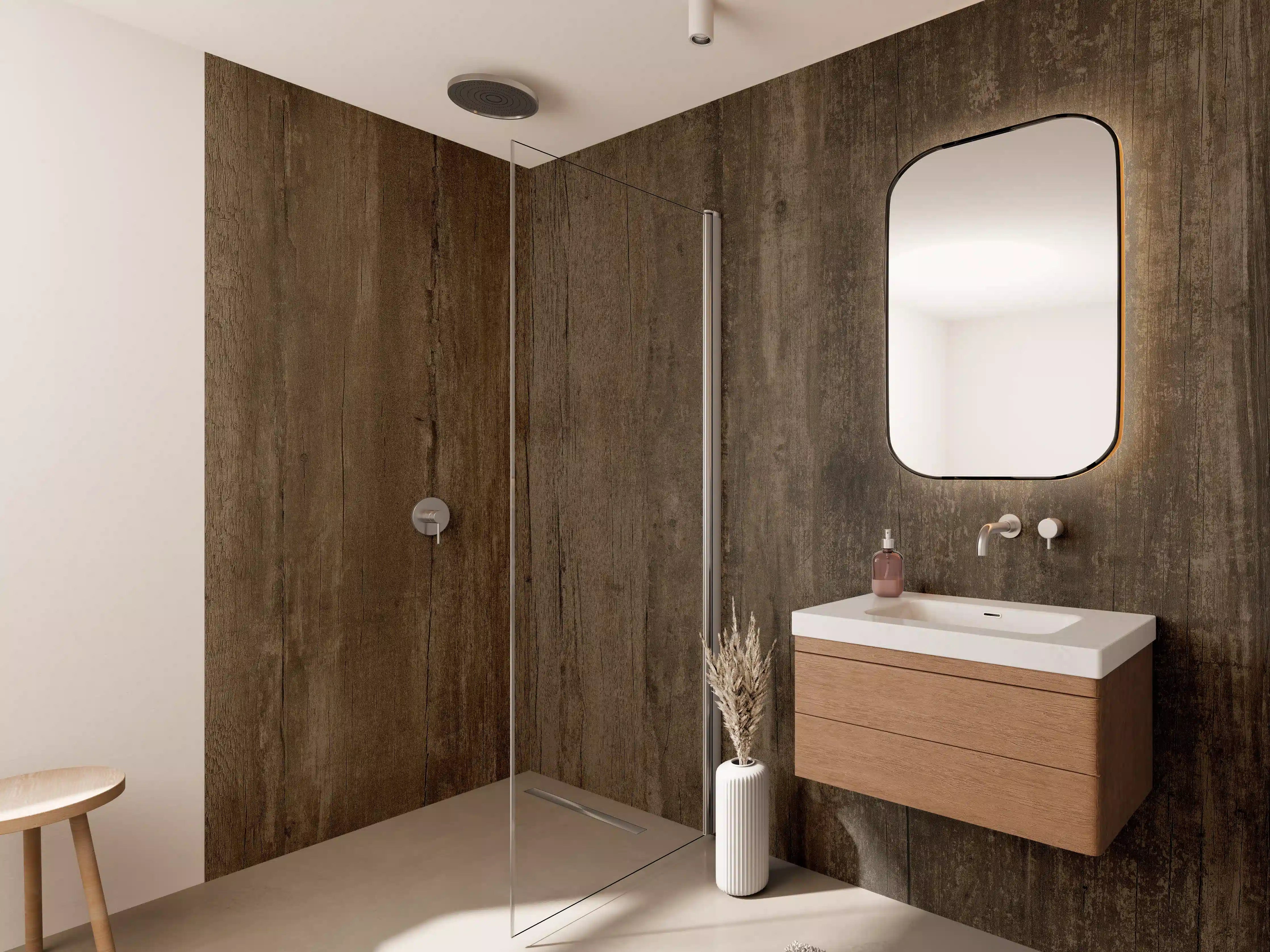 Wandverkleidung Bad - Elegante Graubraun-Optik