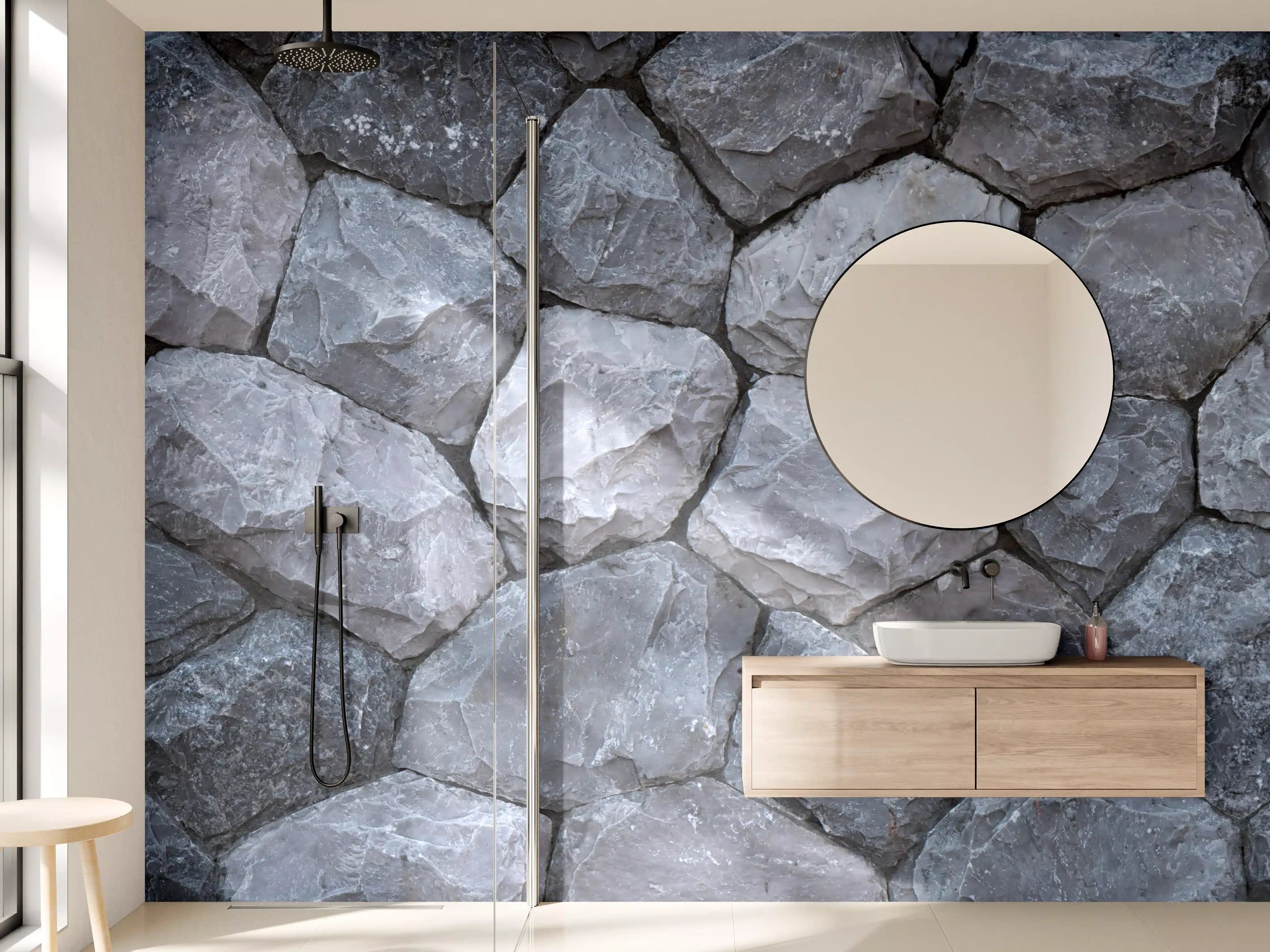 Wandverkleidung Bad - Elegante Graugranit-Mauer