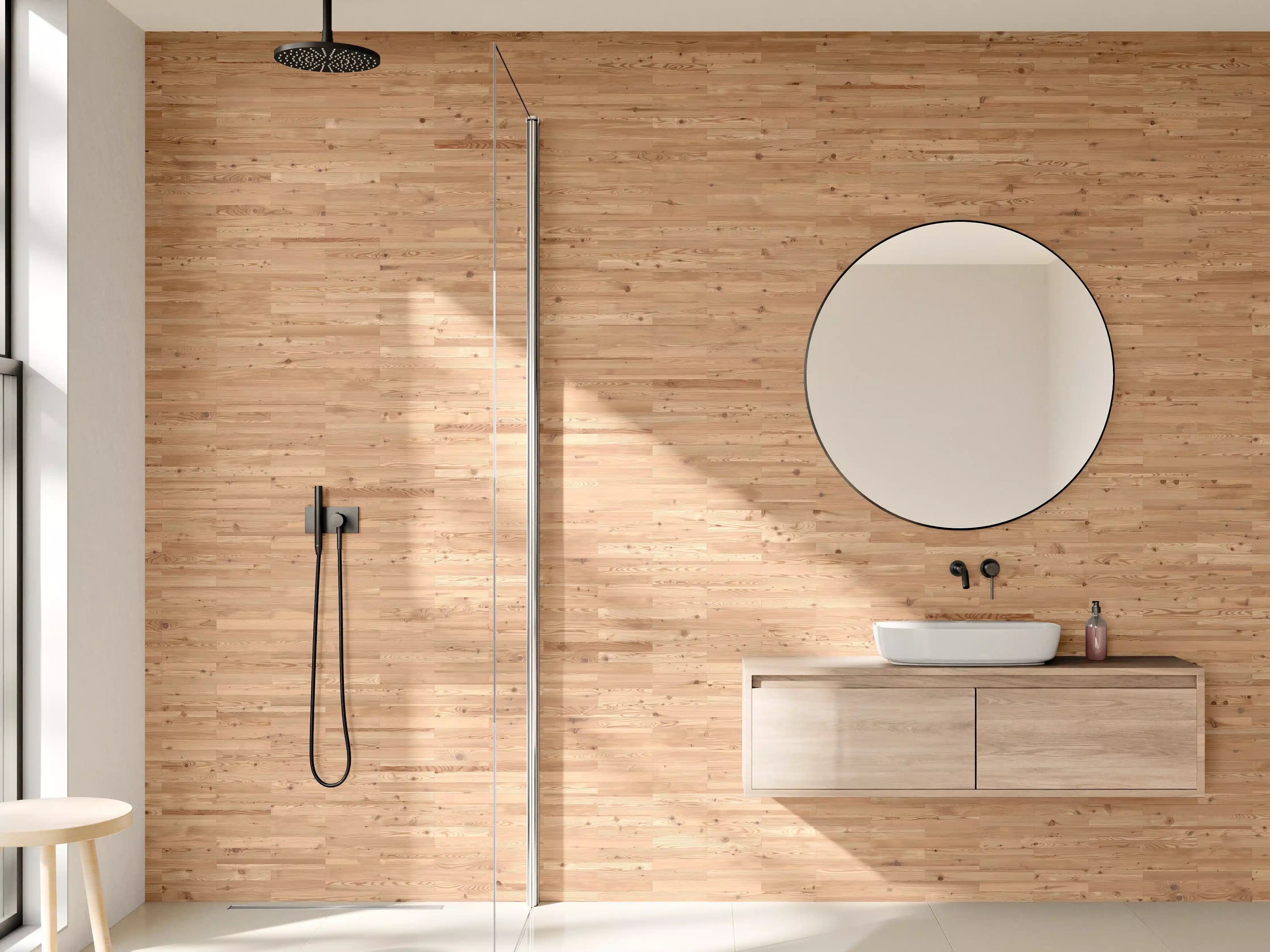 Wandverkleidung Bad - Elegante HolztE4fel mit feiner Maserung
