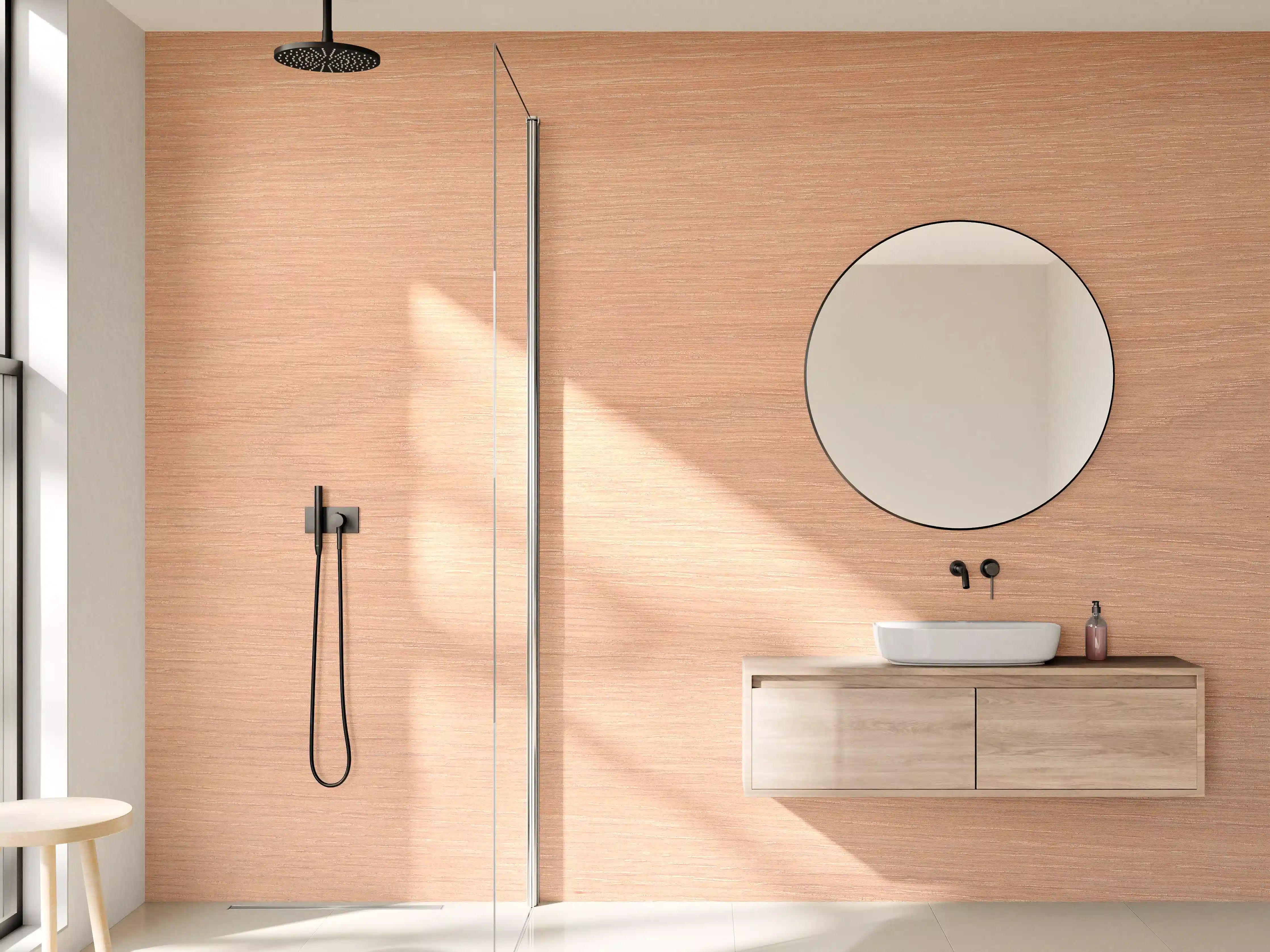 Wandverkleidung Bad - Elegante Kupfer-Textur mit warmen Brauntönen