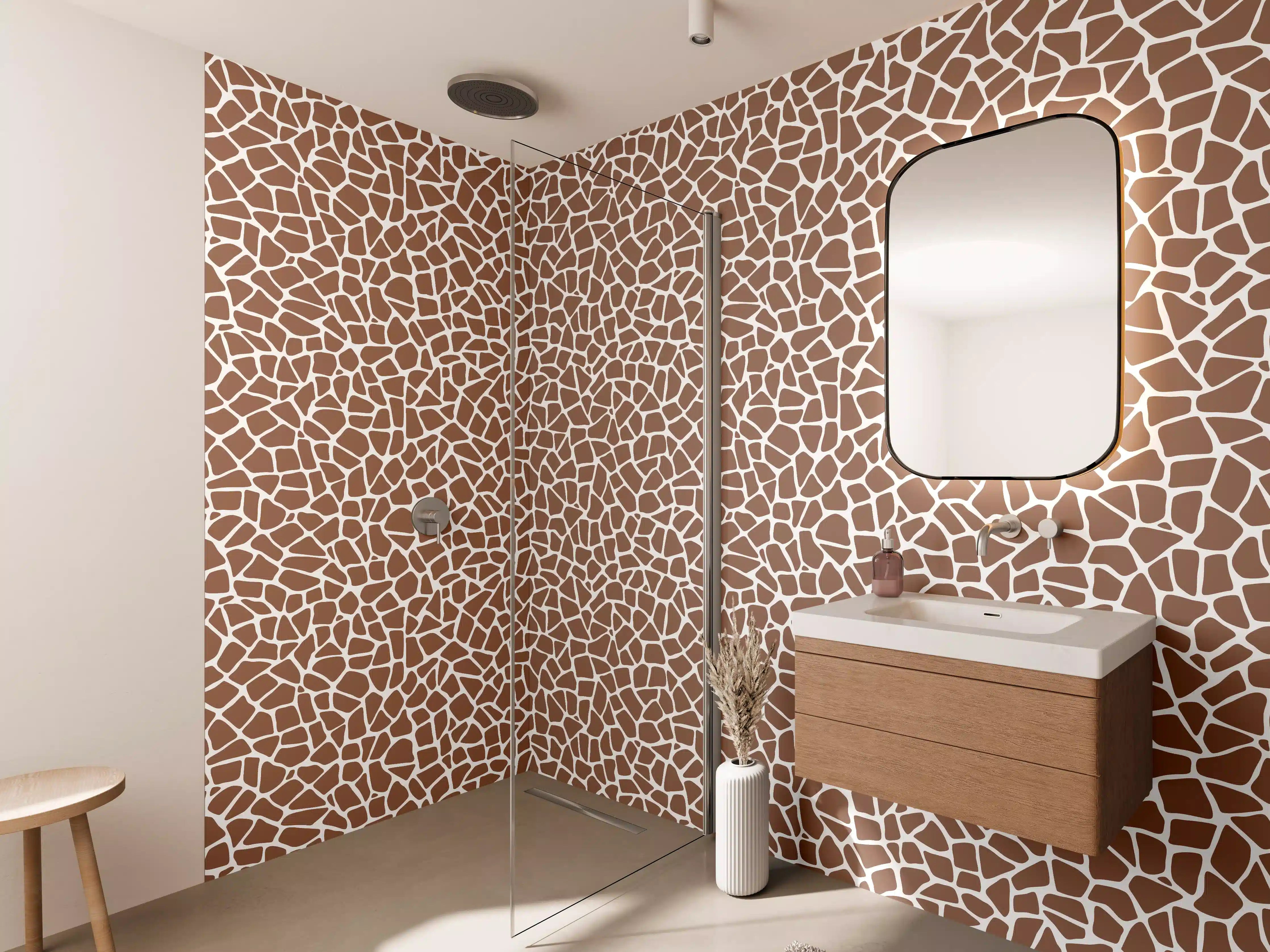 Wandverkleidung Bad - Elegante Marmorstruktur in warmen Tönen