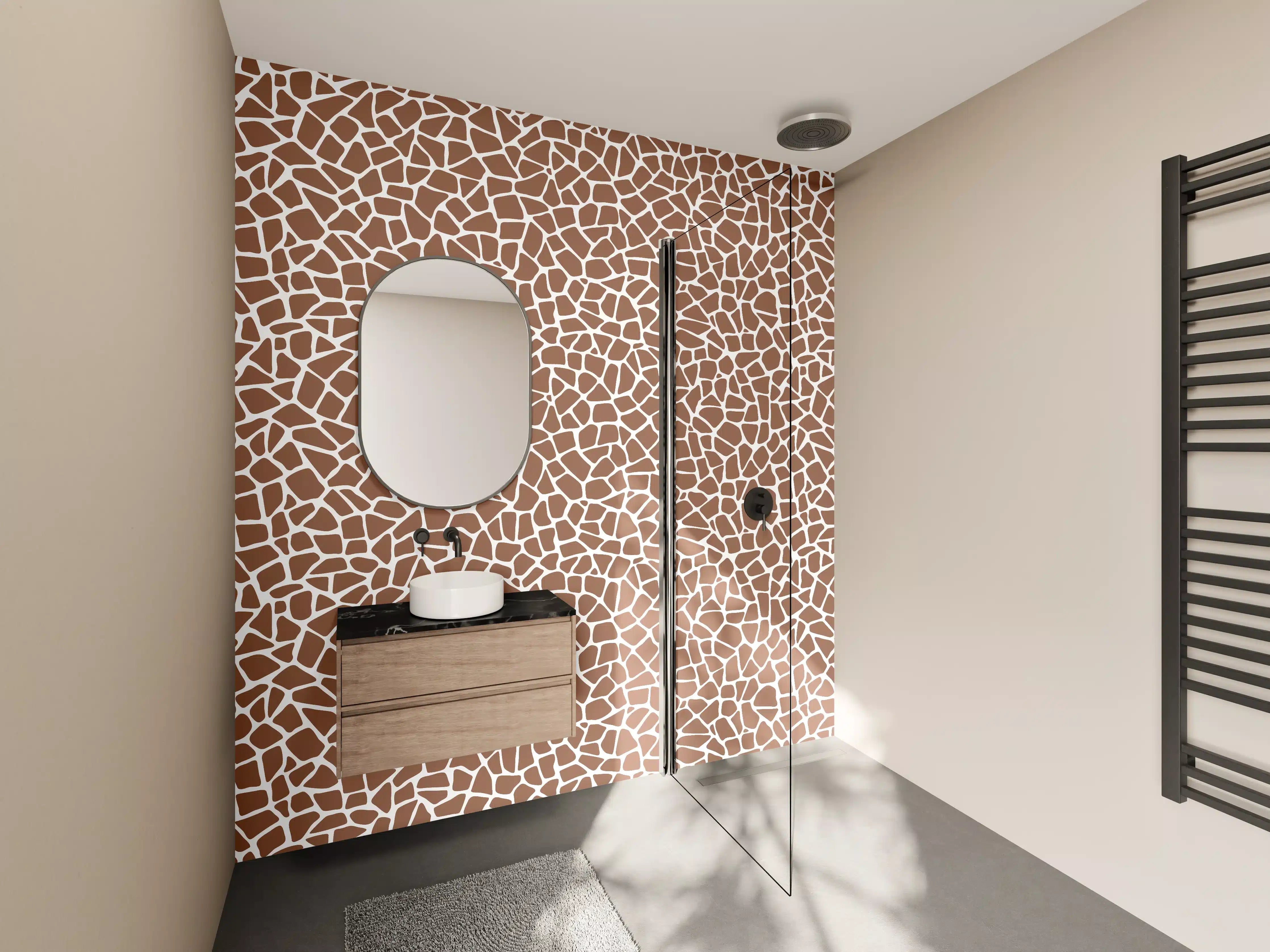 Wandverkleidung Bad - Elegante Marmorstruktur in warmen Tönen