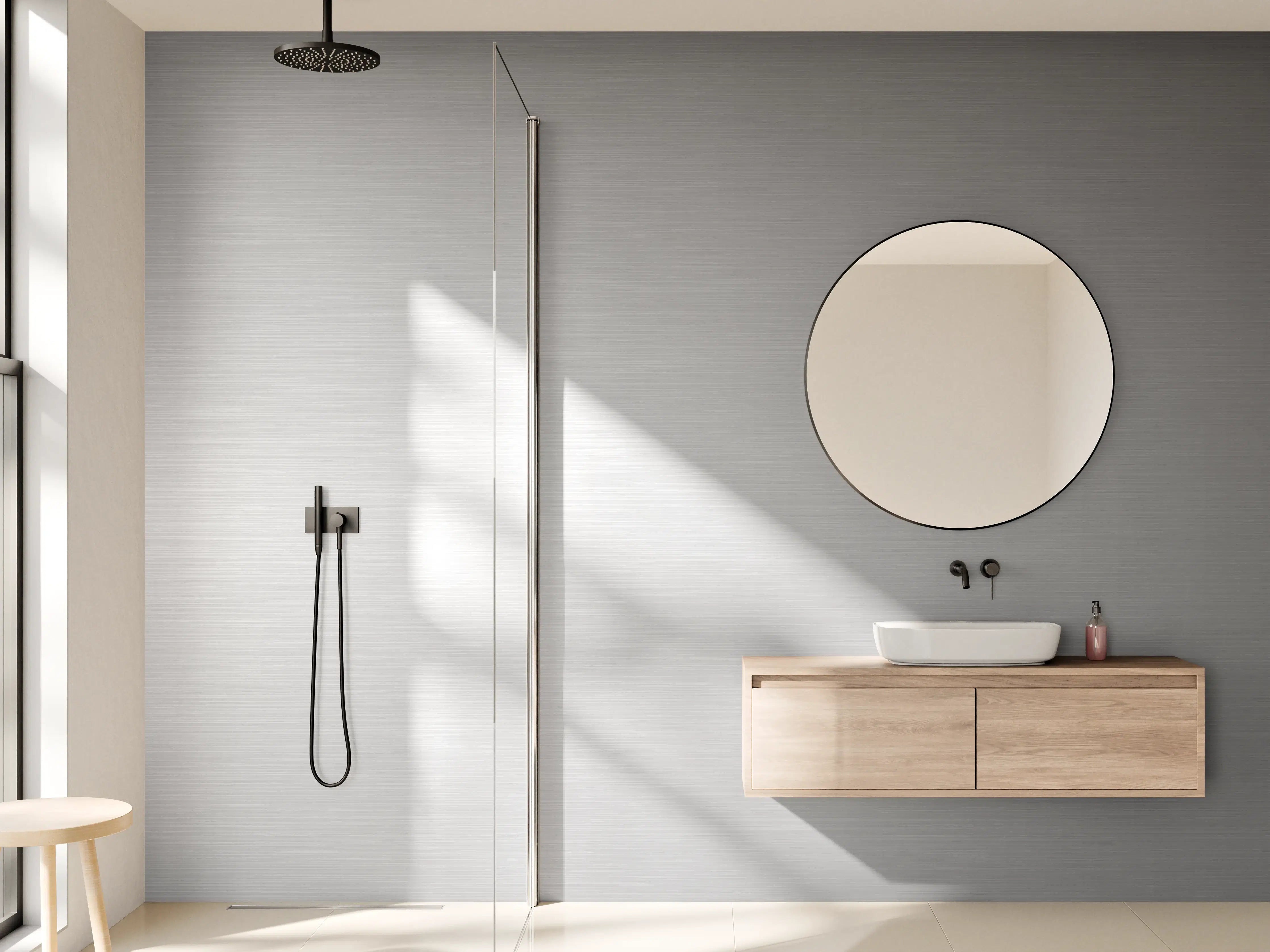 Wandverkleidung Bad - Elegante Silber-Metalltextur