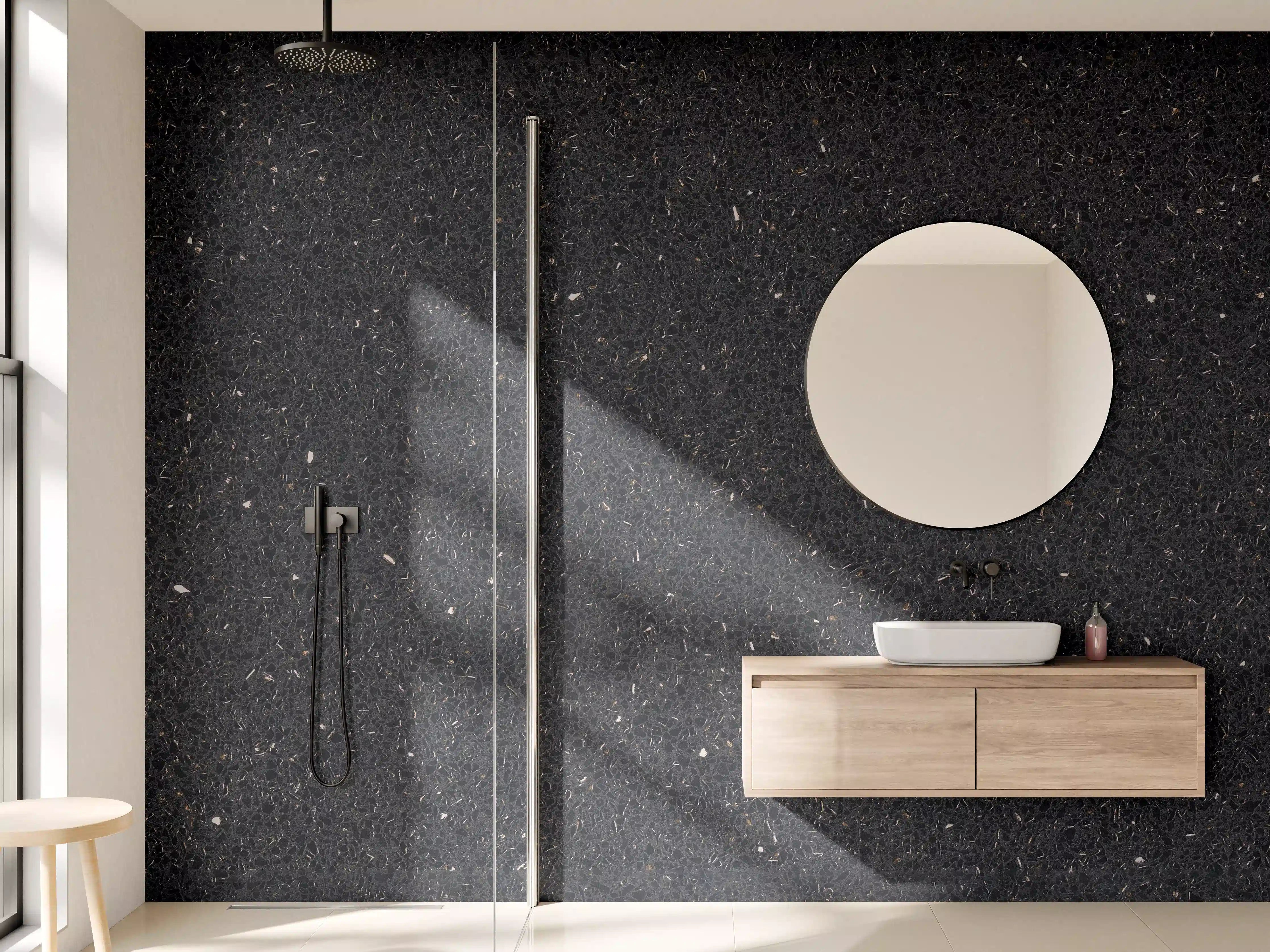 Wandverkleidung Bad - Eleganter Schwarz-Granit-Hintergrund