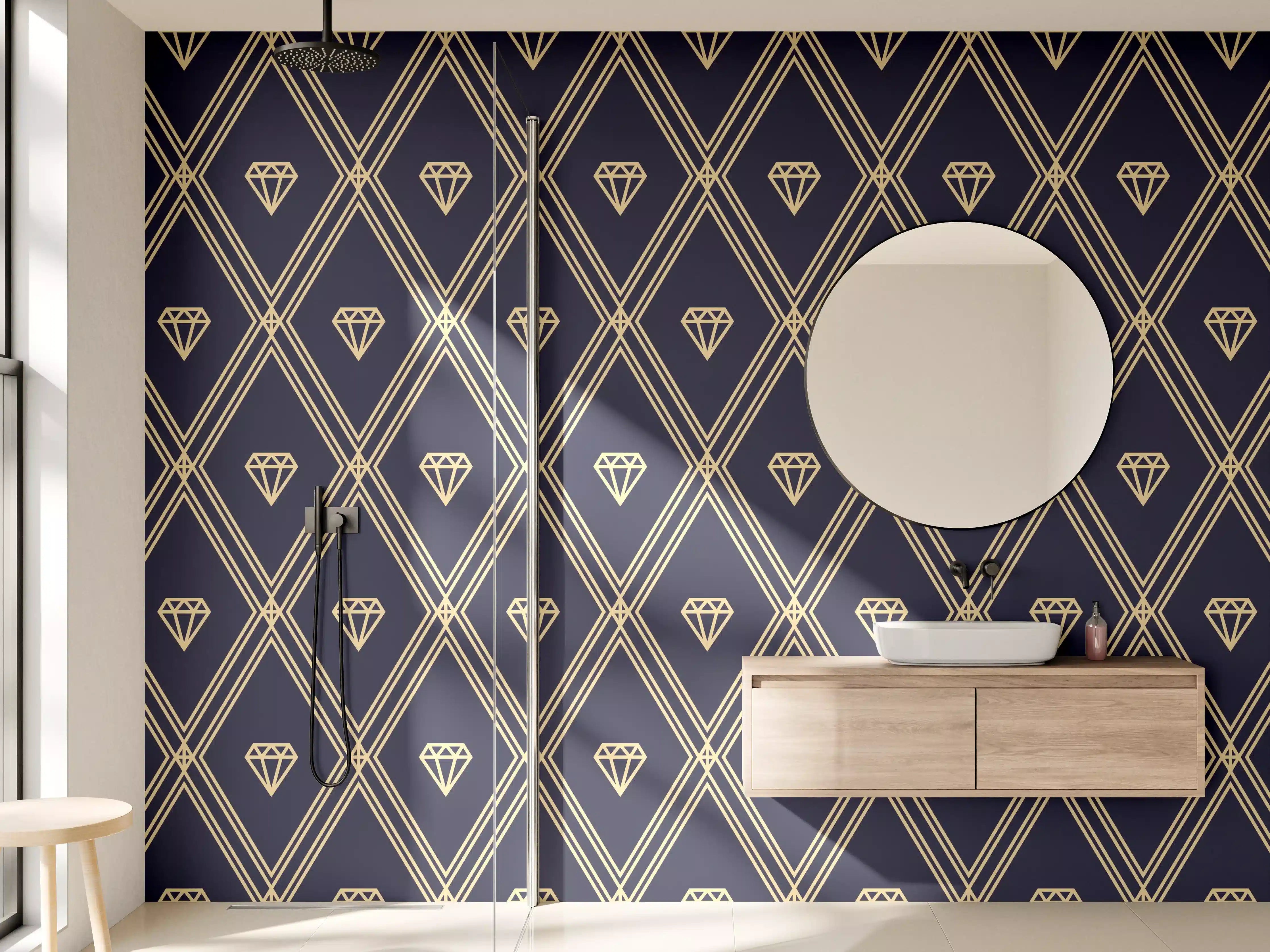 Wandverkleidung Bad - Elegantes Marine-Muster
