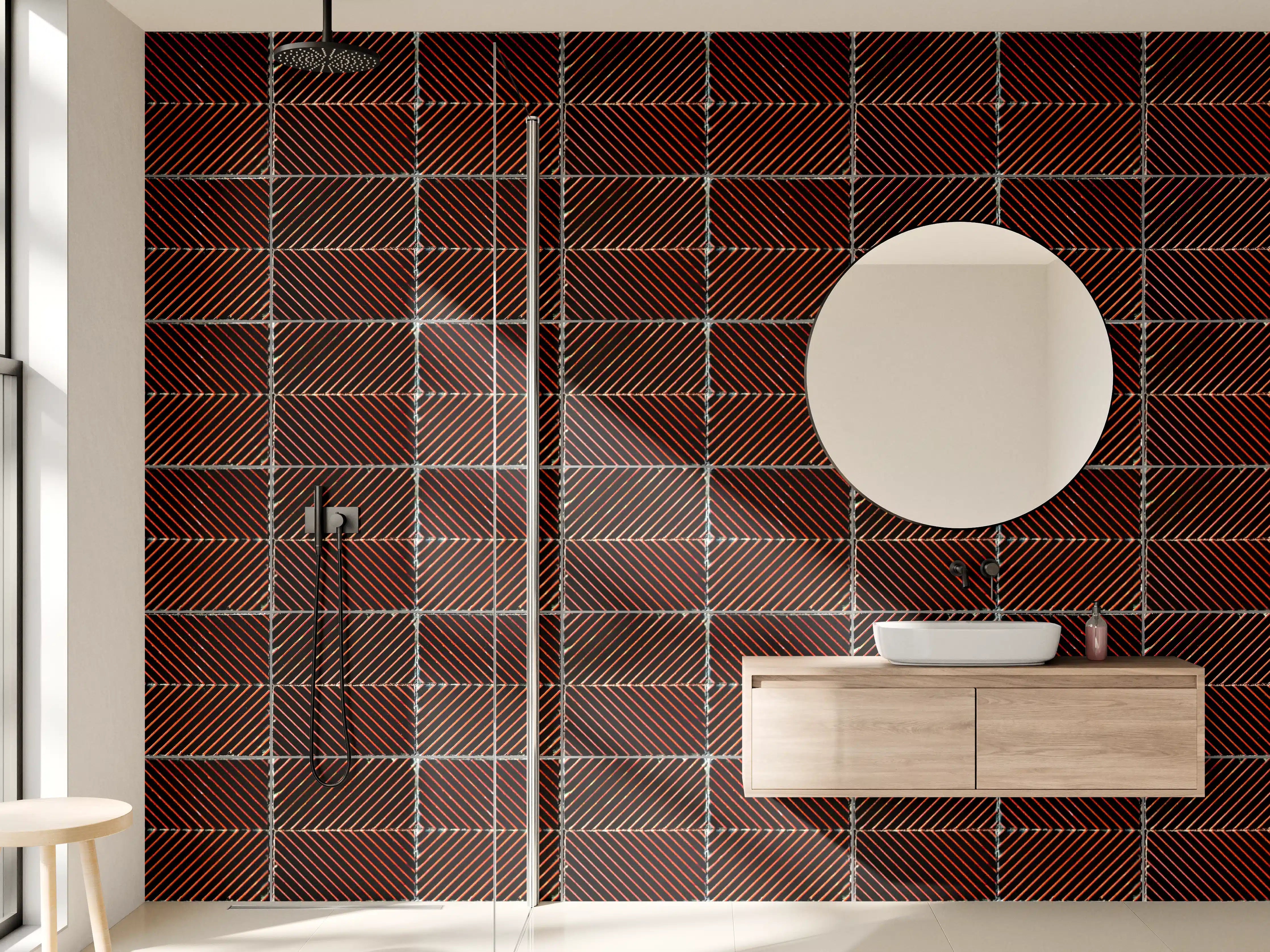 Wandverkleidung Bad - Elegantes Mosaik in warmen Brauntönen