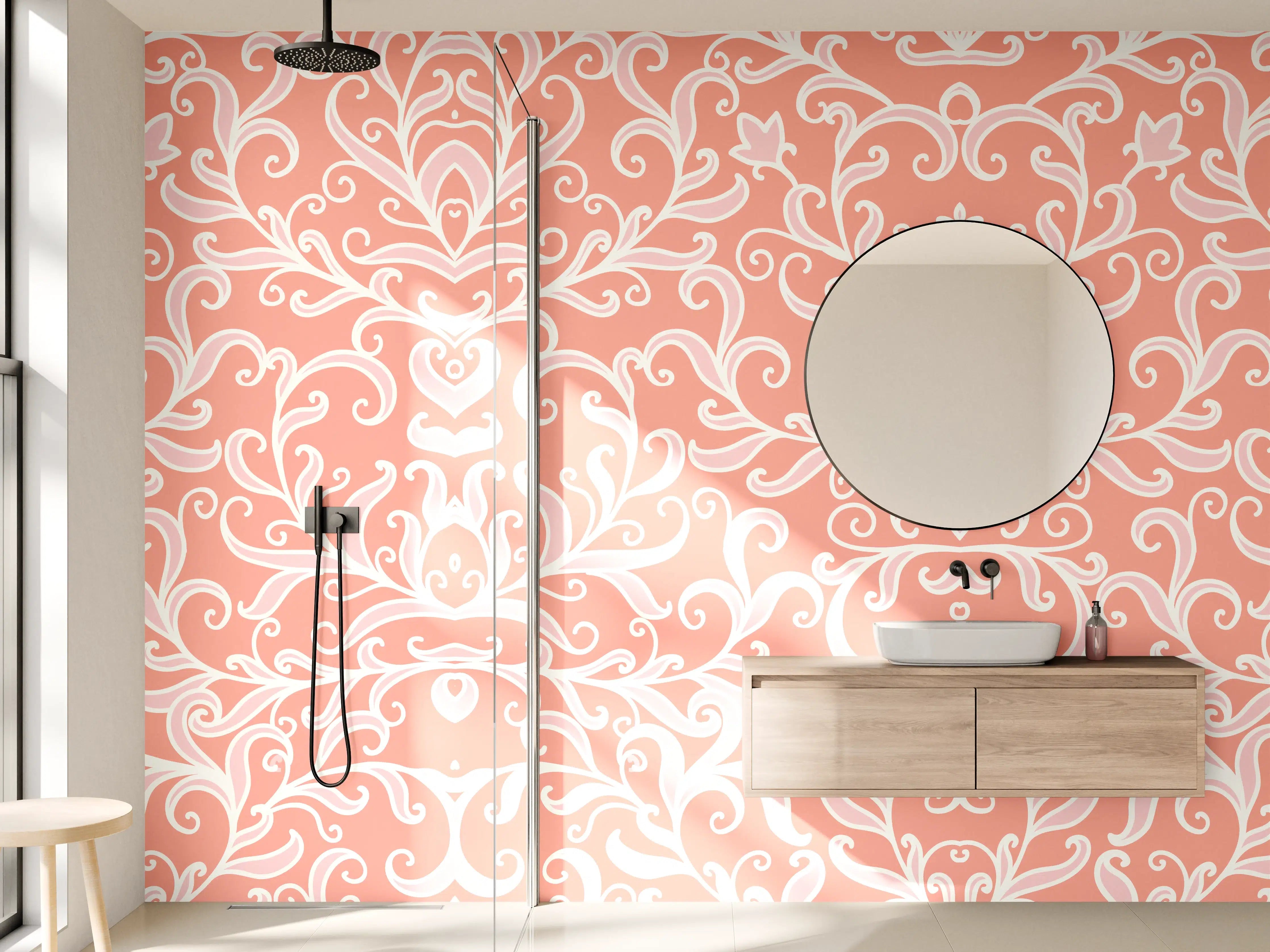 Wandverkleidung Bad - Elegantes Pink-Ornamentmuster