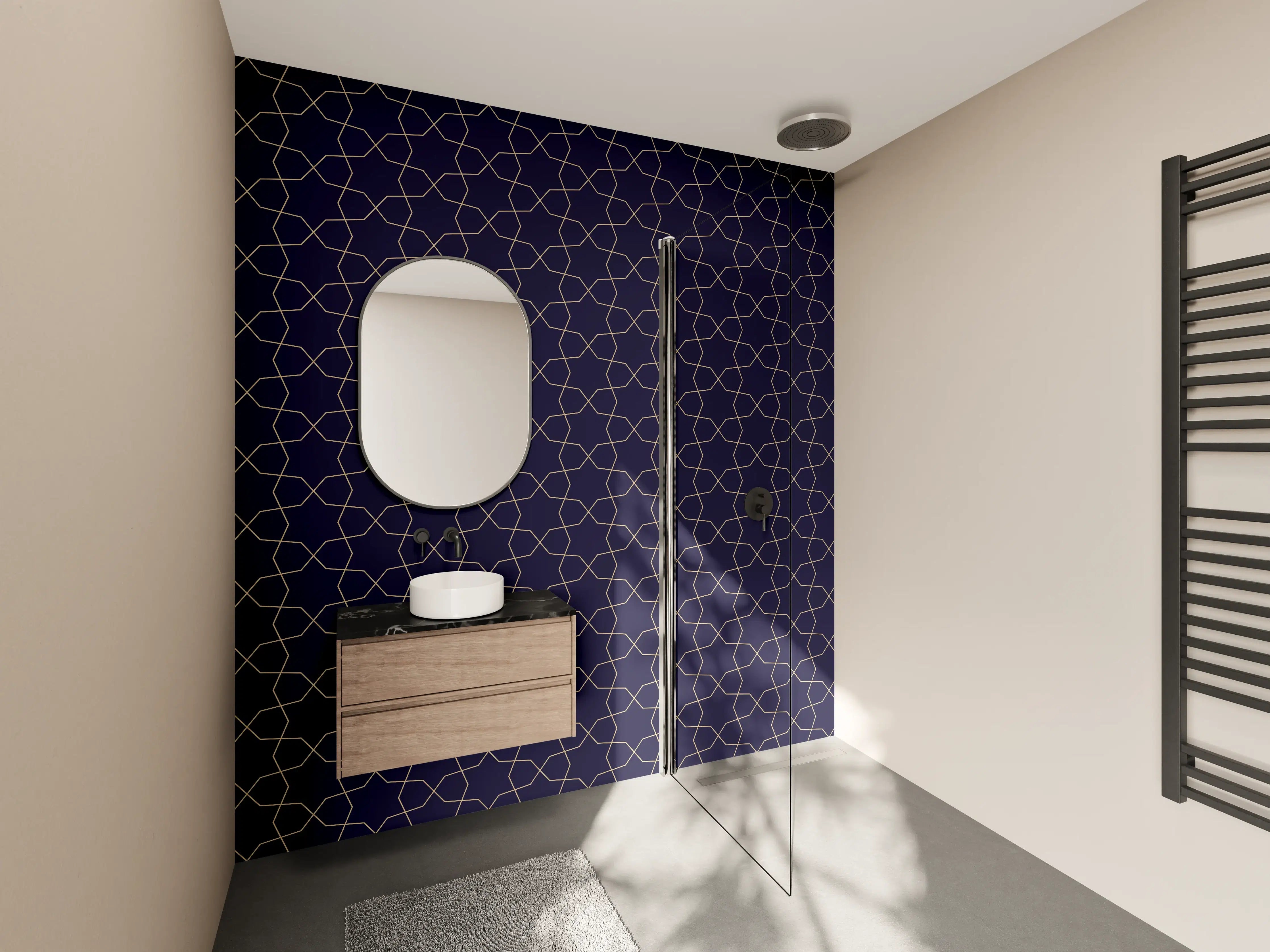 Wandverkleidung Bad - Elegantes dunkles Muster mit inspirierendem Design