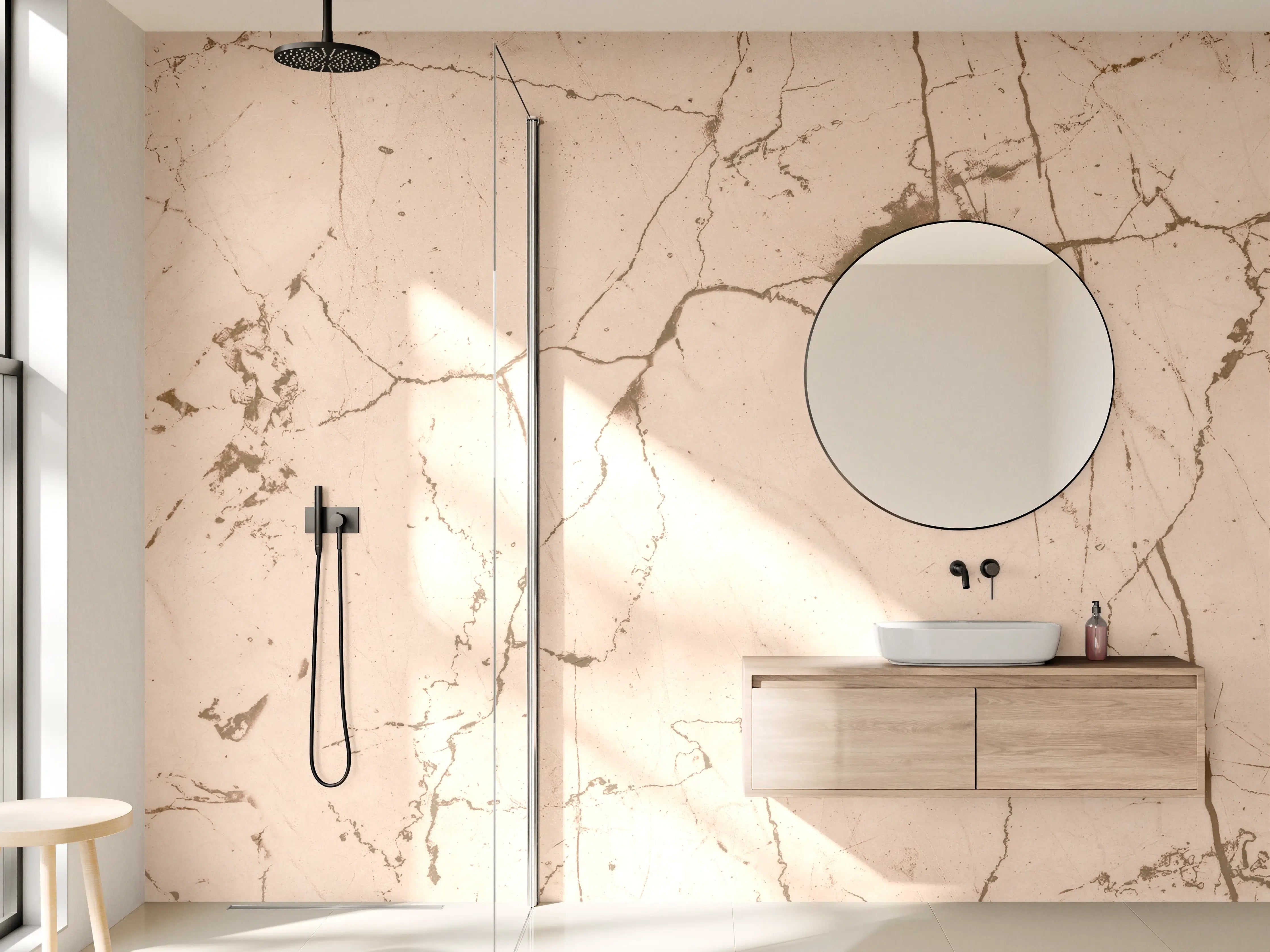 Wandverkleidung Bad - Elfenbeinfarbener OnyxmarmoR