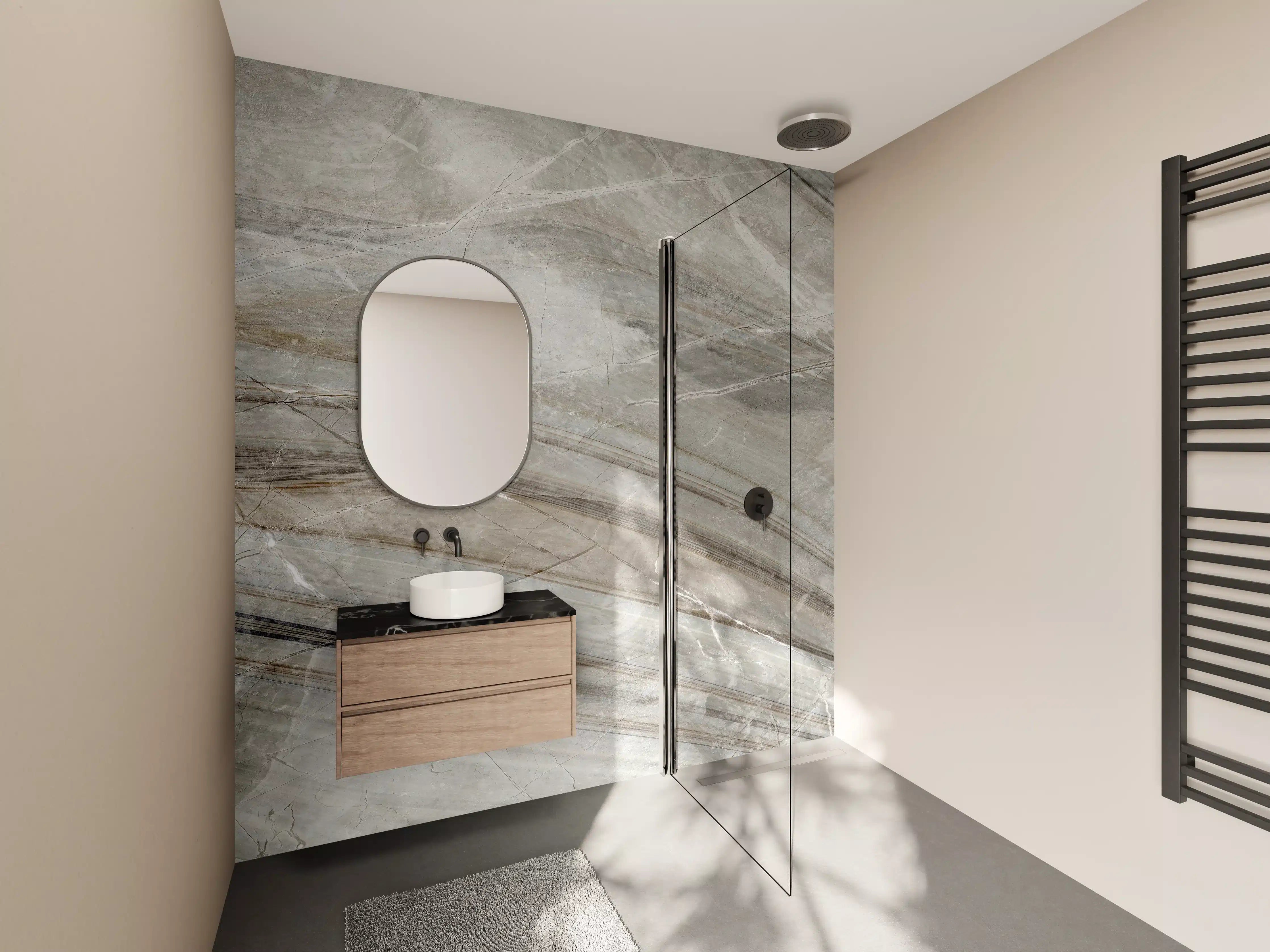 Wandverkleidung Bad - Emperador-Marmor