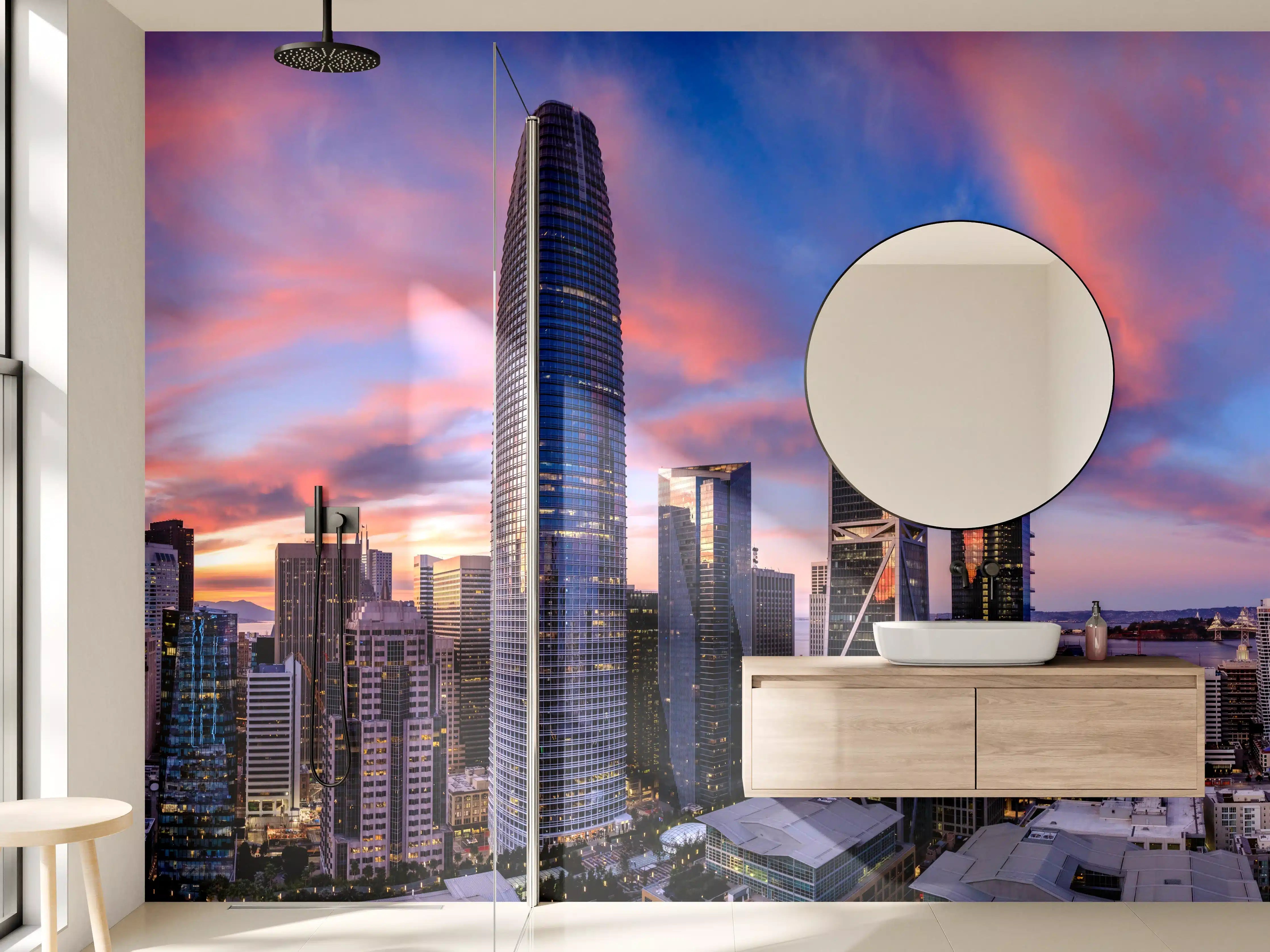 Wandverkleidung Bad - Epischer Sonnenuntergang über San Francisco