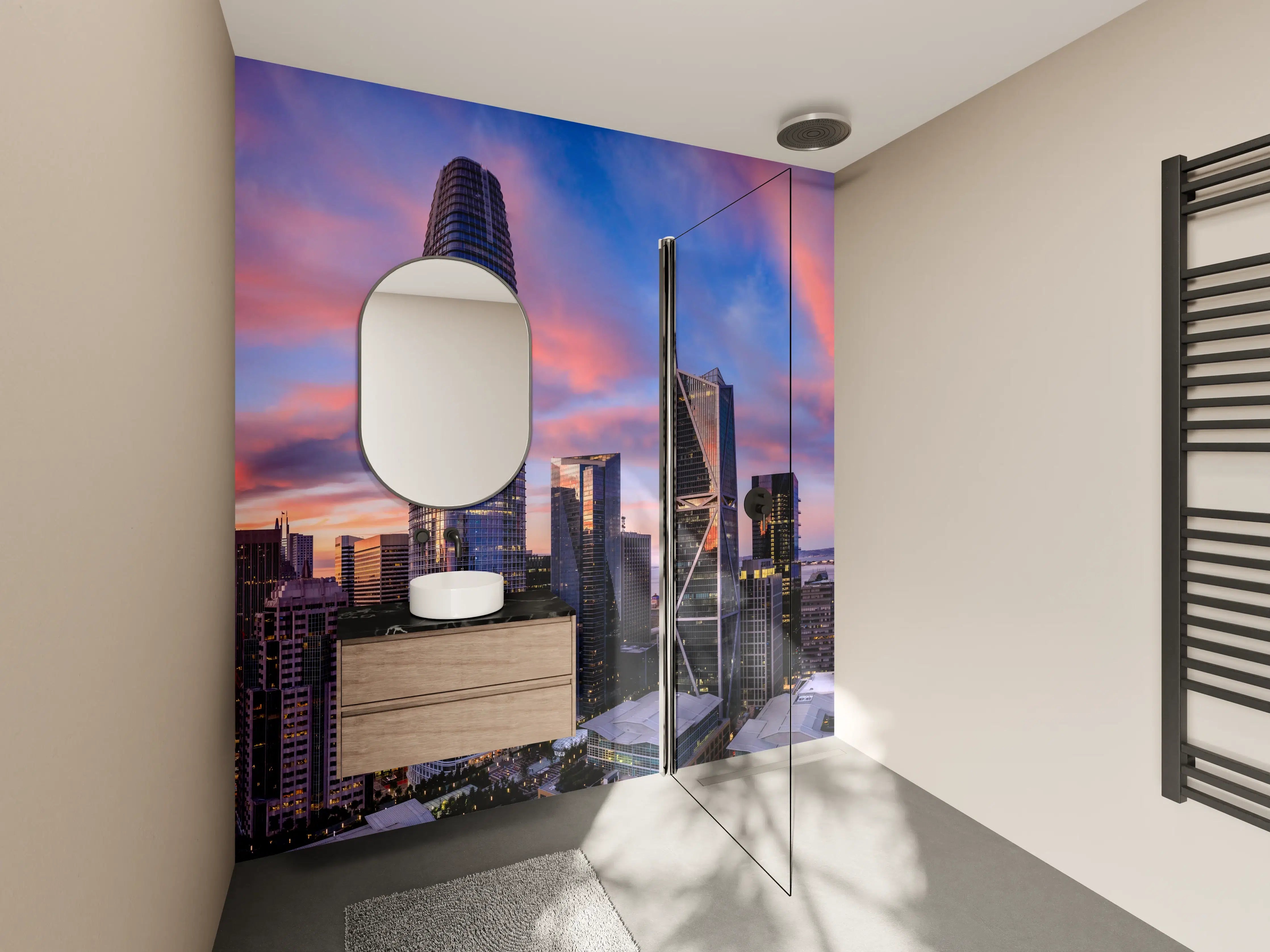 Wandverkleidung Bad - Epischer Sonnenuntergang über San Francisco