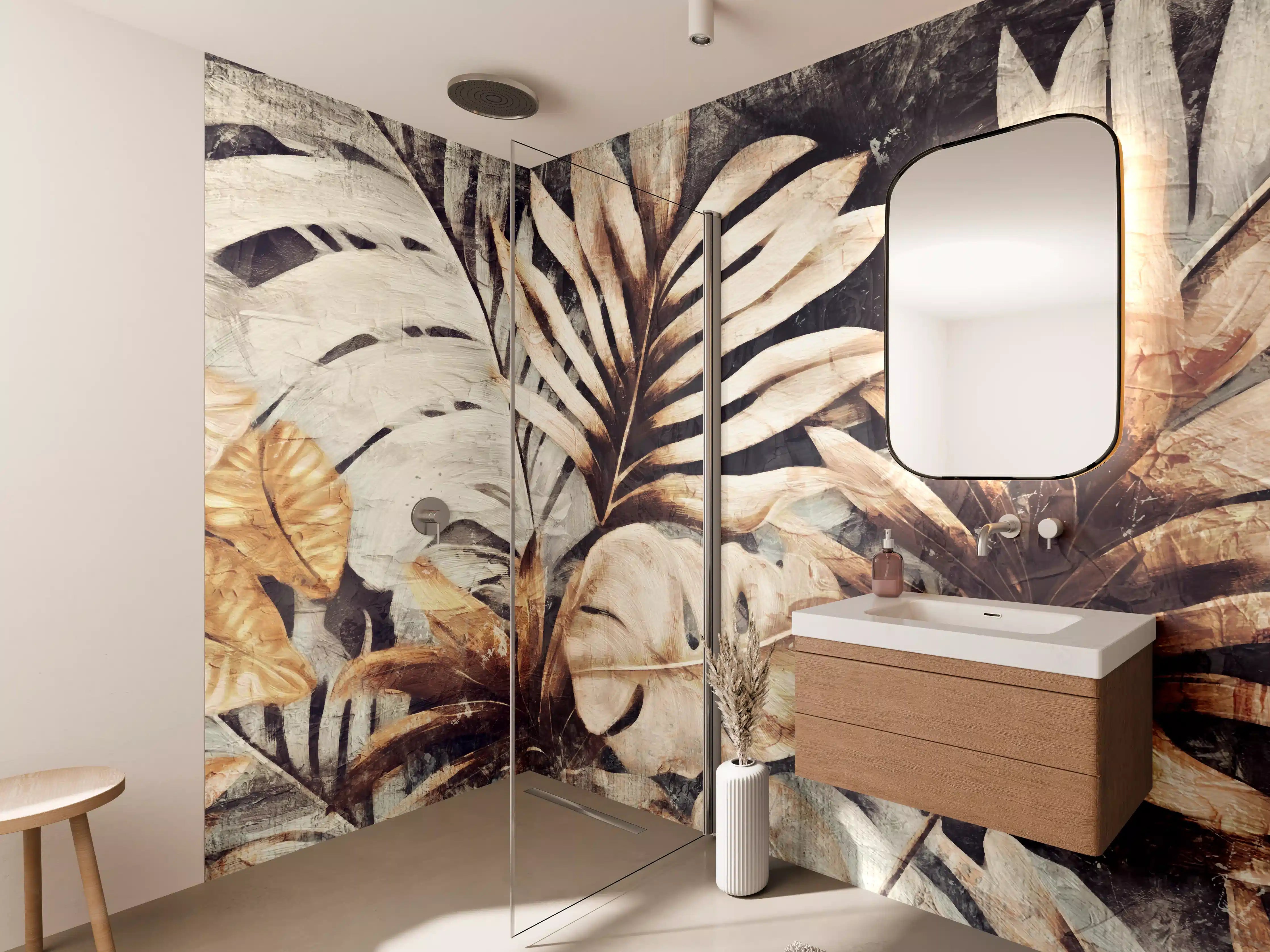 Wandverkleidung Bad - Exotische Dschungel-Pflanzen Textur