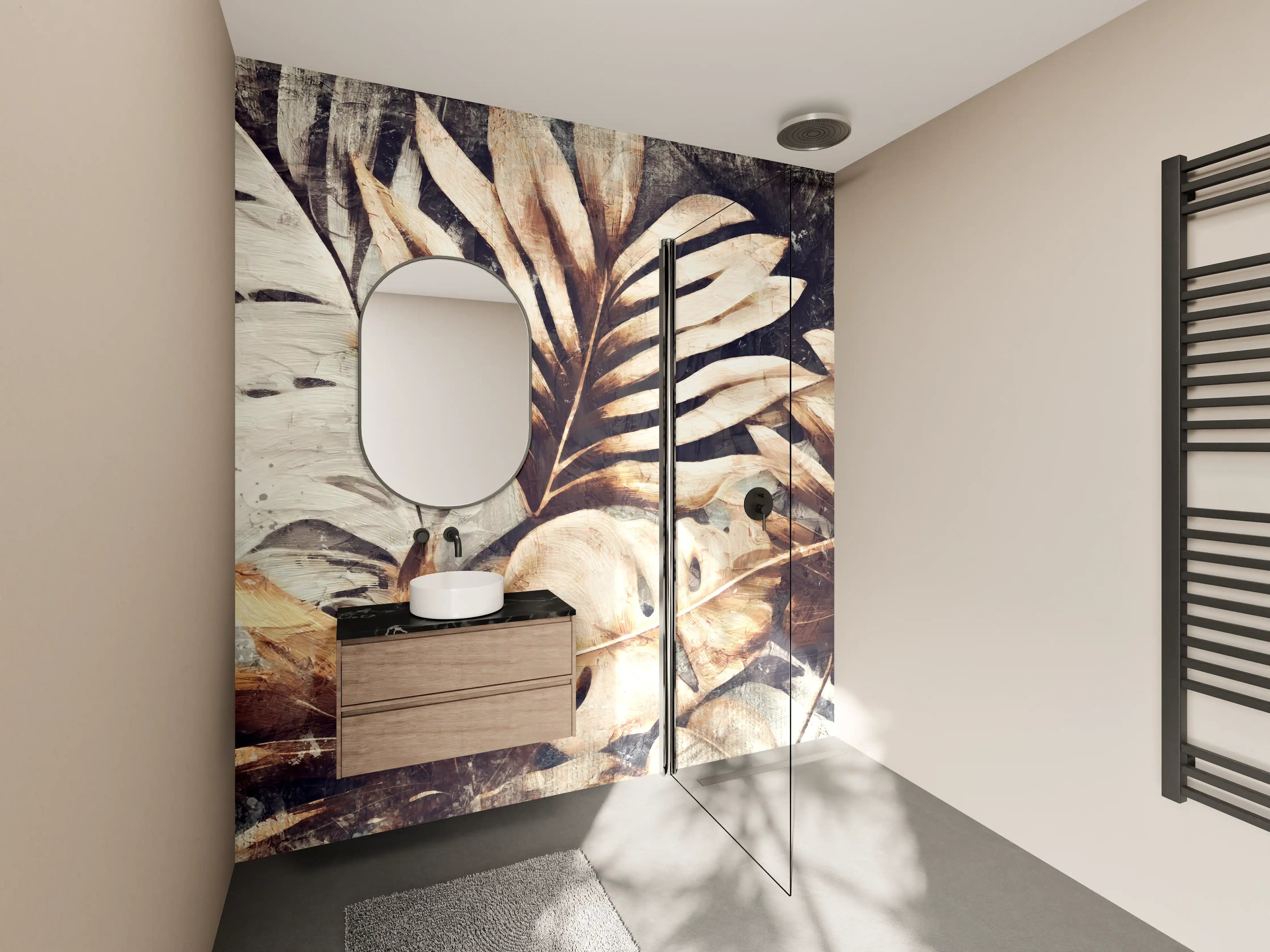 Wandverkleidung Bad - Exotische Dschungel-Pflanzen Textur