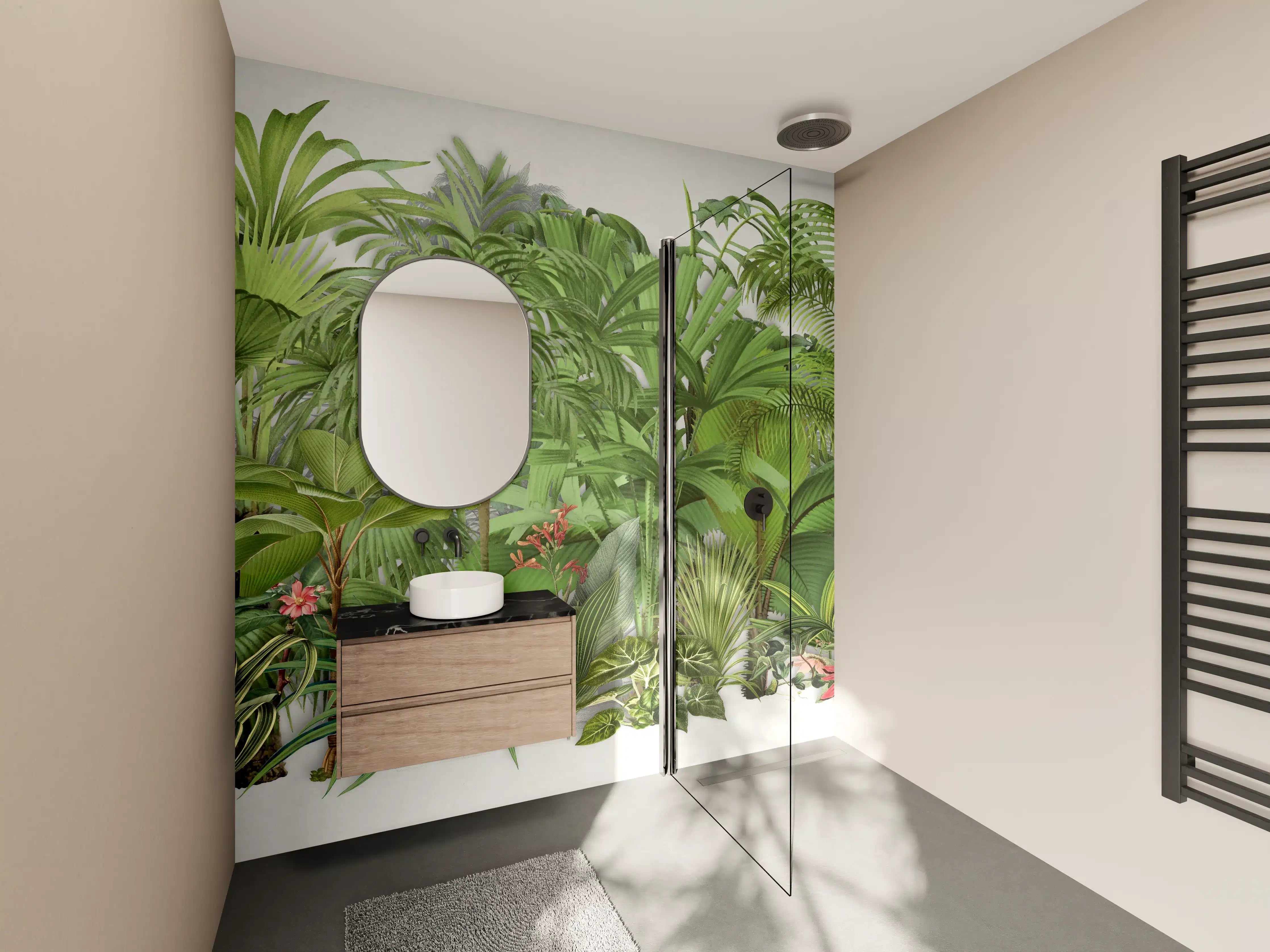 Wandverkleidung Bad - Exotische Pflanzen
