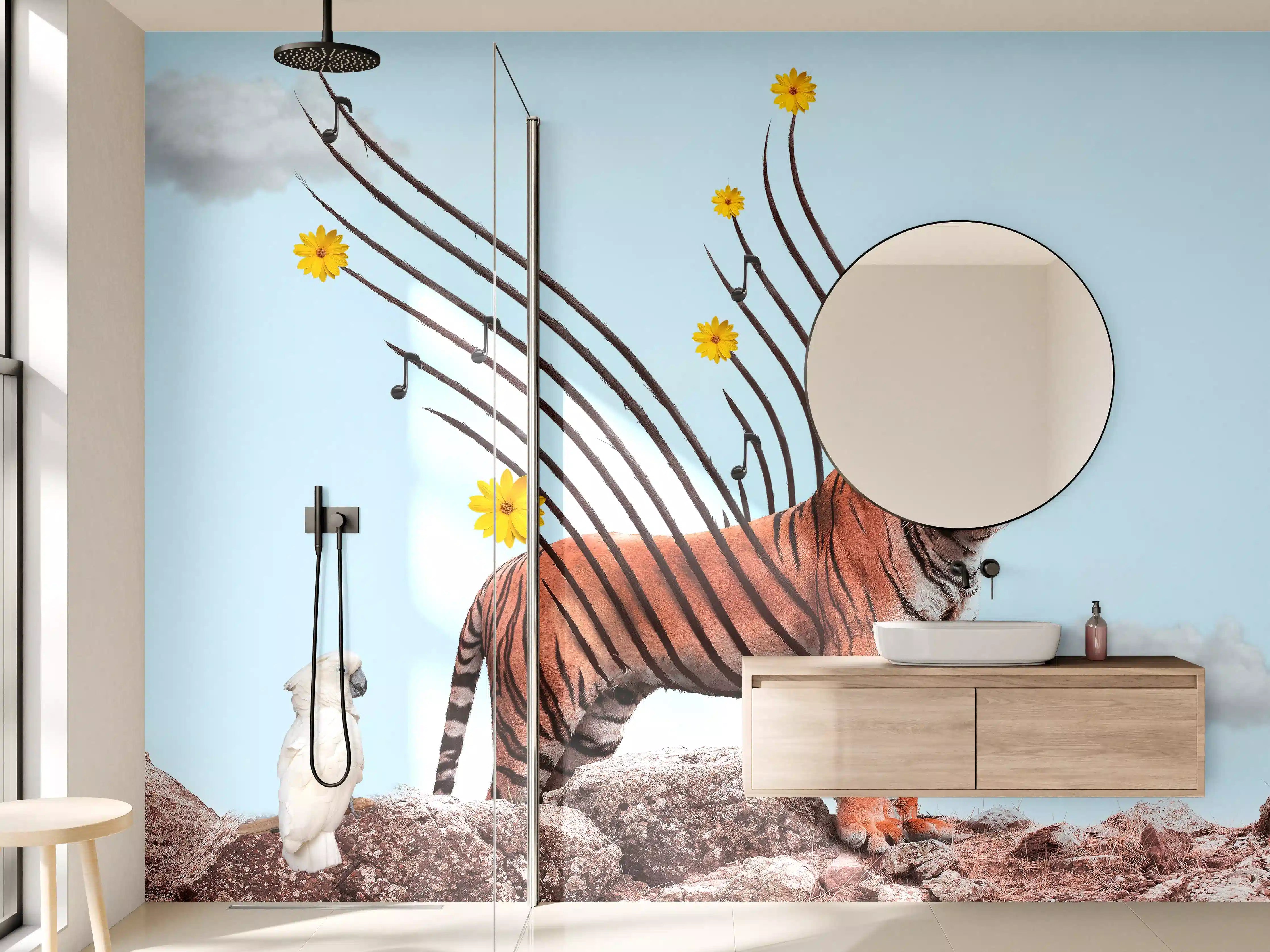 Wandverkleidung Bad - Exotischer Tiger - Grafik