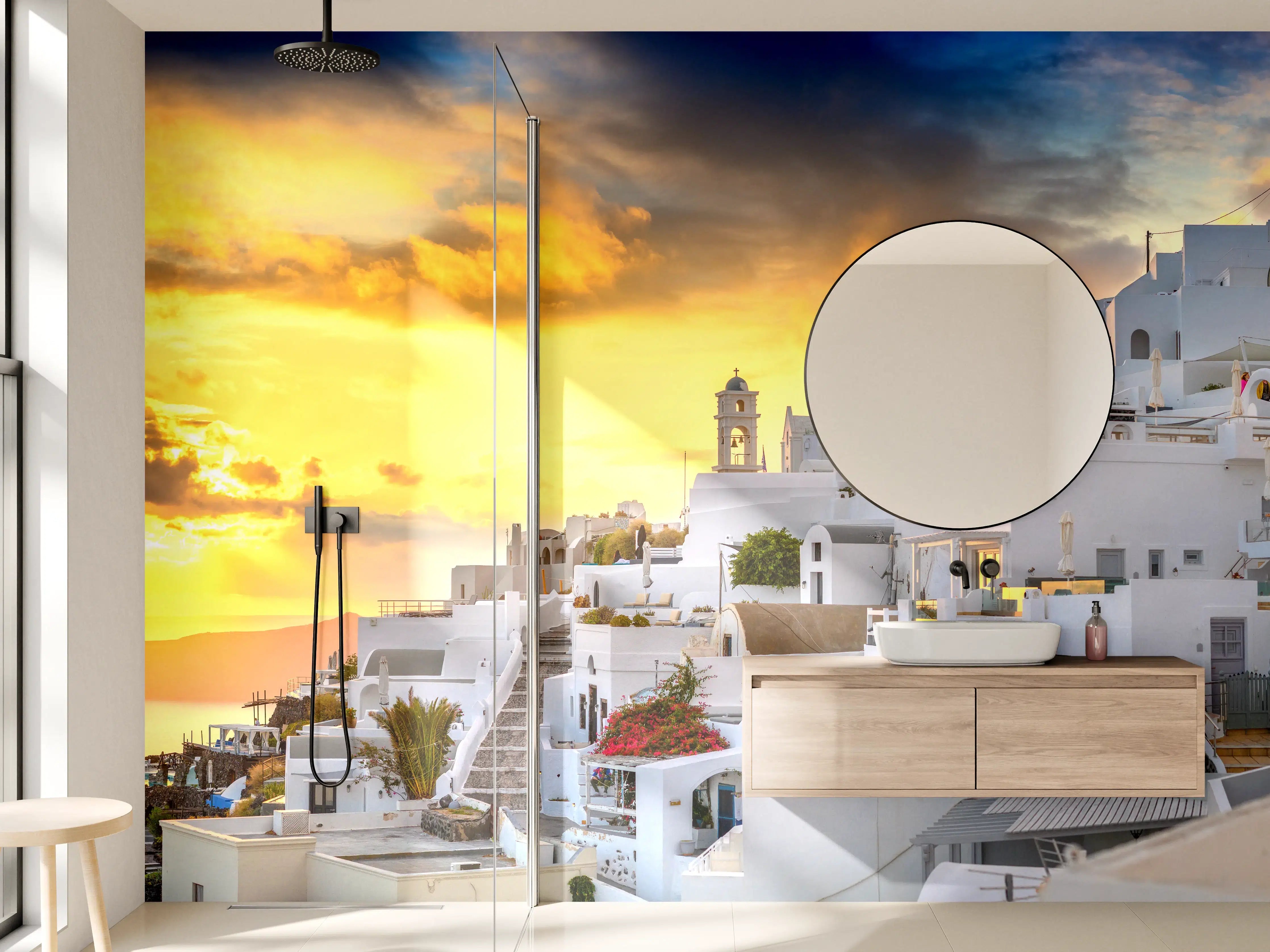 Wandverkleidung Bad - Fantastischer Sonnenuntergang in Santorini - Griechenland